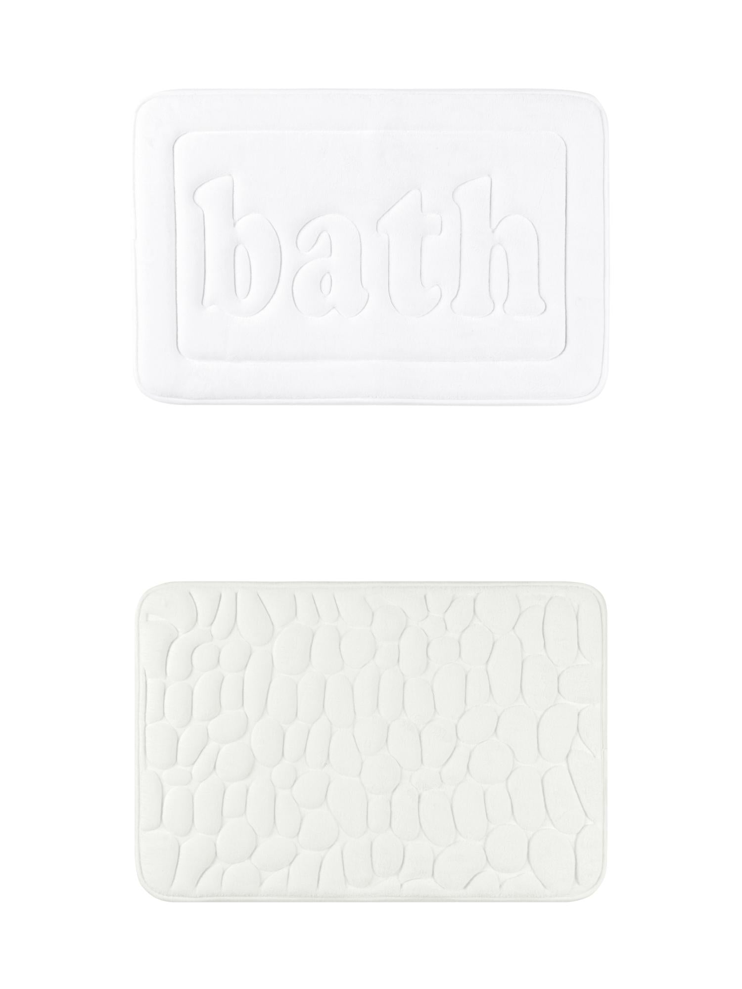 Unique Bargains 2 Pcs Memory Foam Absorbent Bathroom Rugs Milky White/White 20" x 32"