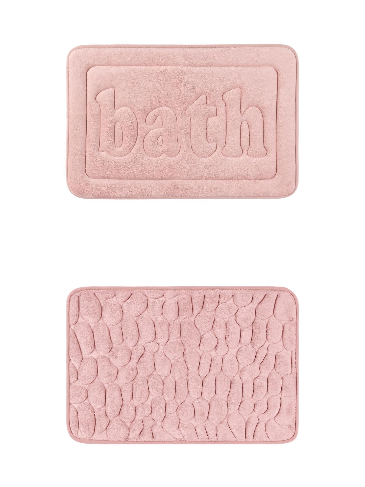 Unique Bargains 2 Pcs Memory Foam Absorbent Bathroom Rugs Pink 16" x 24"