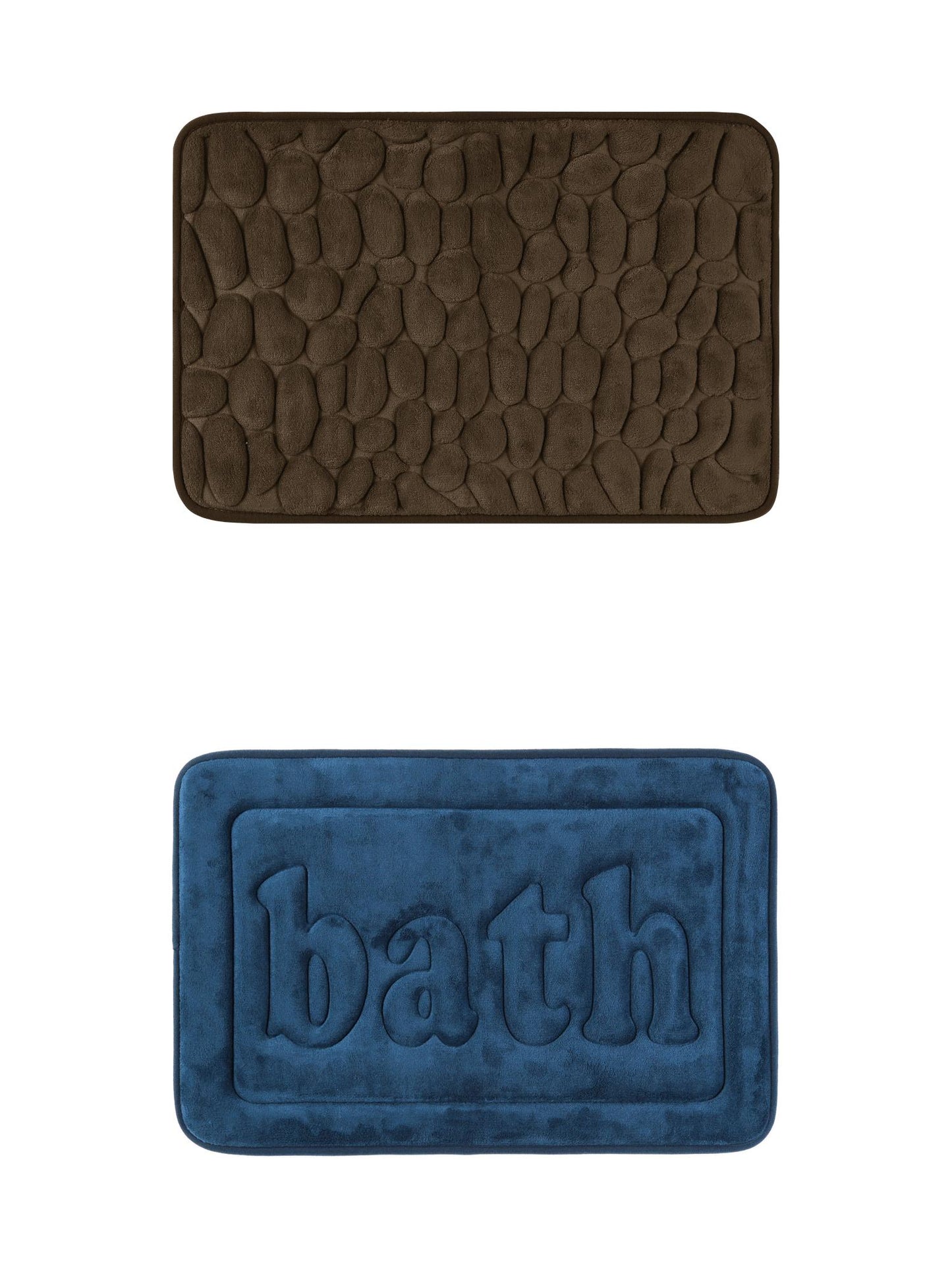Unique Bargains 2 Pcs Memory Foam Rugs Dark Blue/Brown 20" x 32"