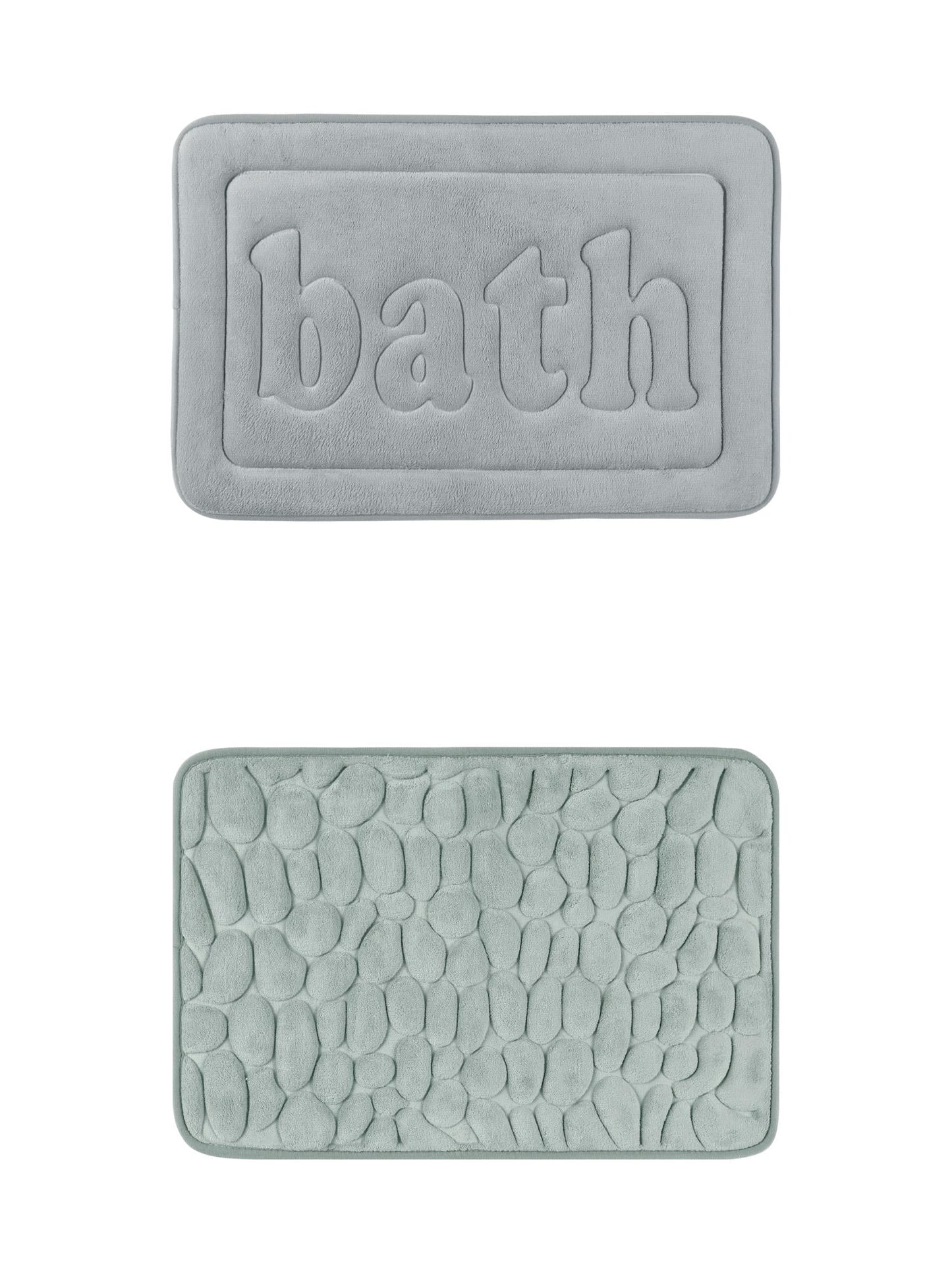 Unique Bargains 2 Pcs Memory Foam Rugs Grey/Light Grey 16" x 24"