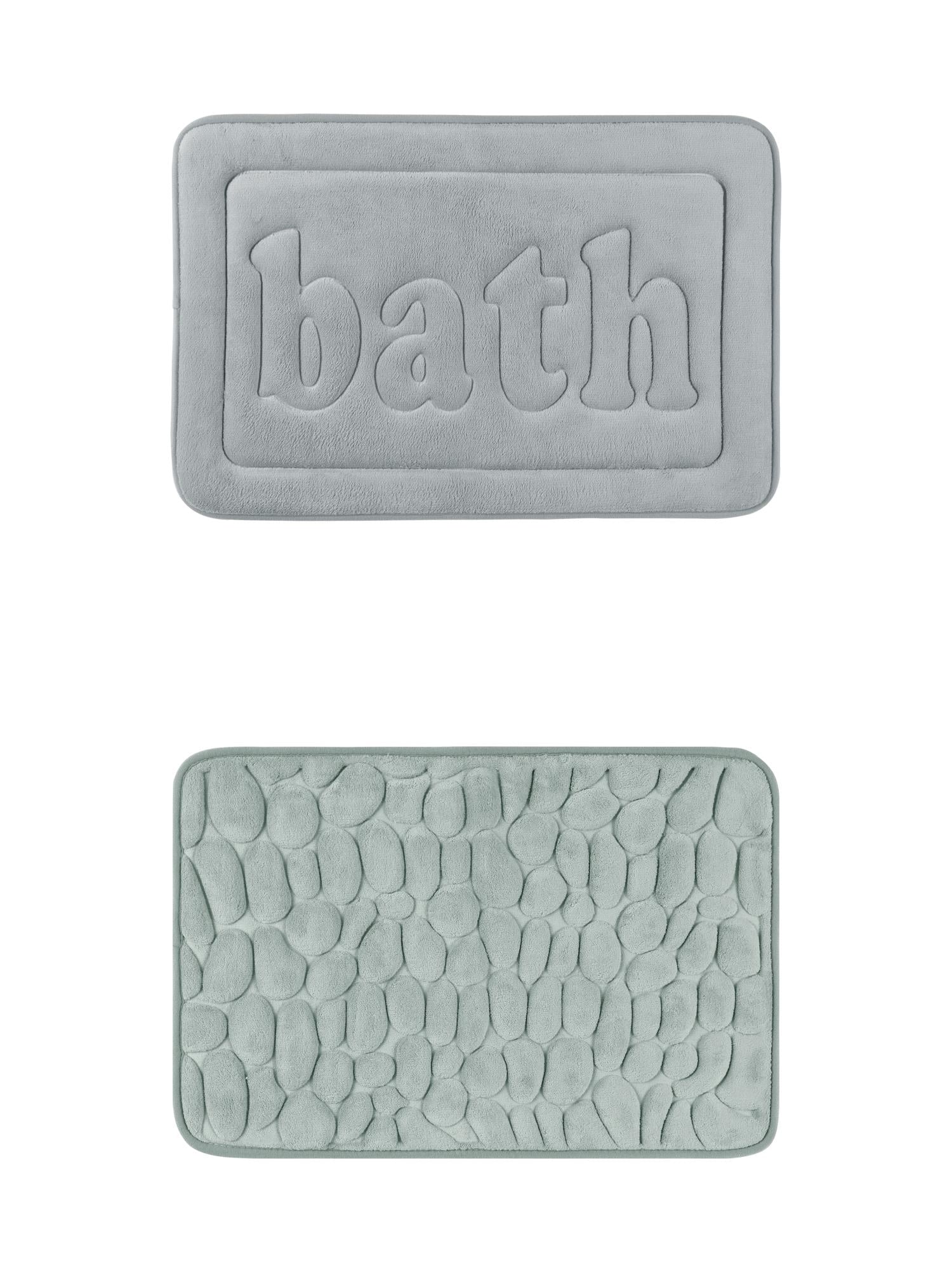 Unique Bargains 2 Pcs Memory Foam Rugs Grey/Light Grey 16" x 24"