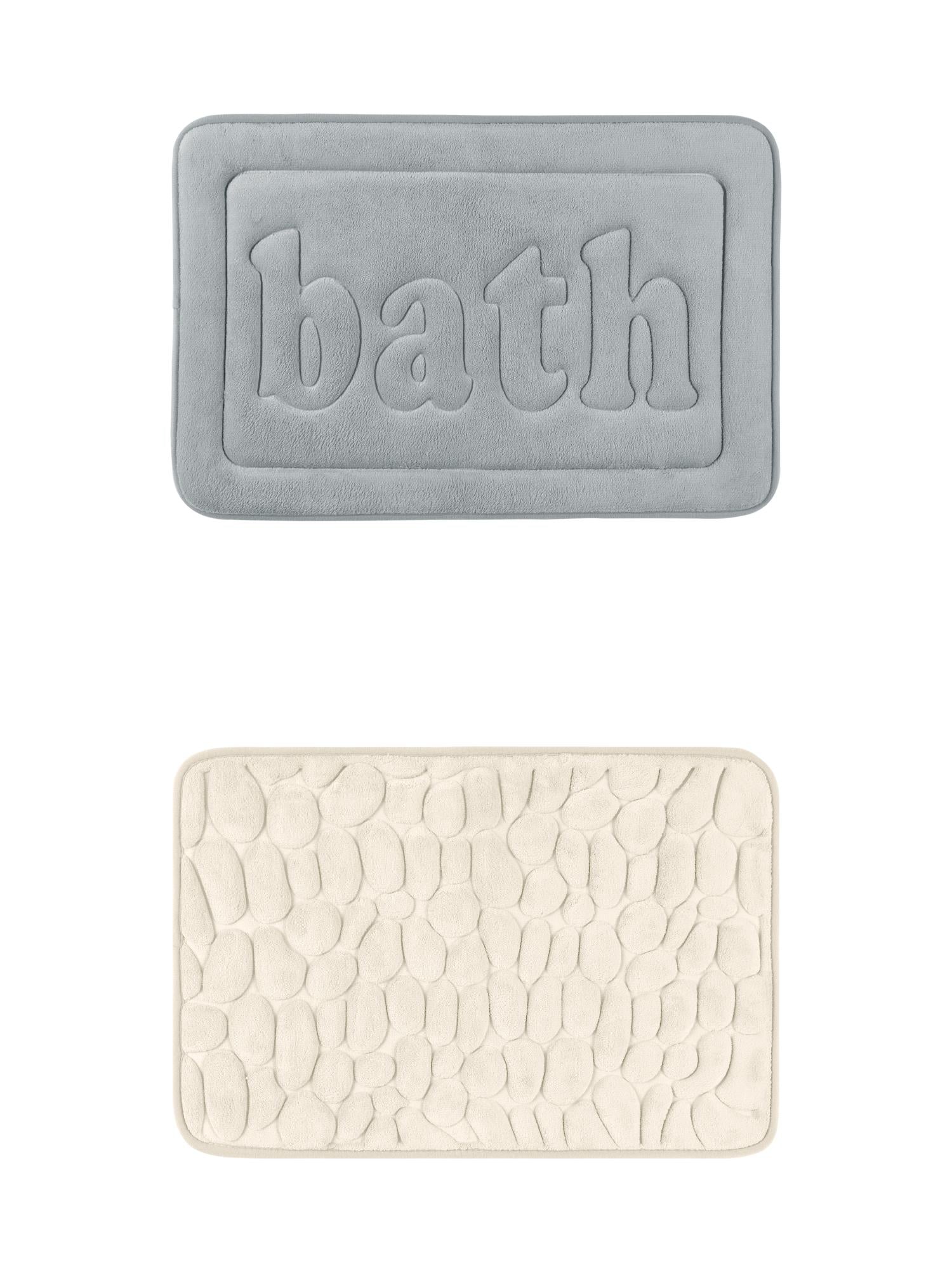 Unique Bargains 2 Pcs Memory Foam Rugs Khaki/Light Grey 20" x 32"
