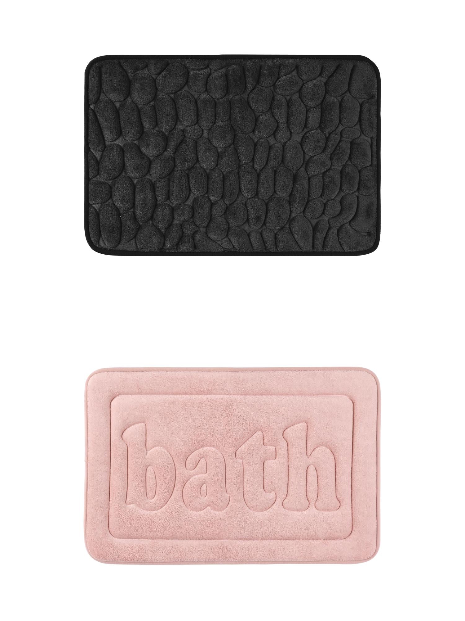 Unique Bargains 2 Pcs Memory Foam Rugs Pink/Black 16" x 24"