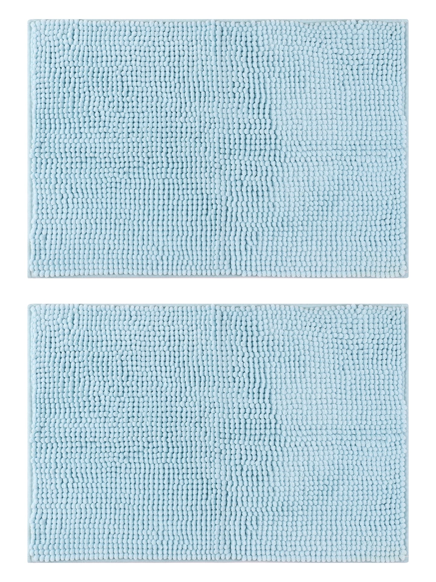 Unique Bargains 2 Pcs Microfiber Non-Slip Bathroom Mat Plush Fluffy Quick Dry Bath Rugs Blue 16" x 24"