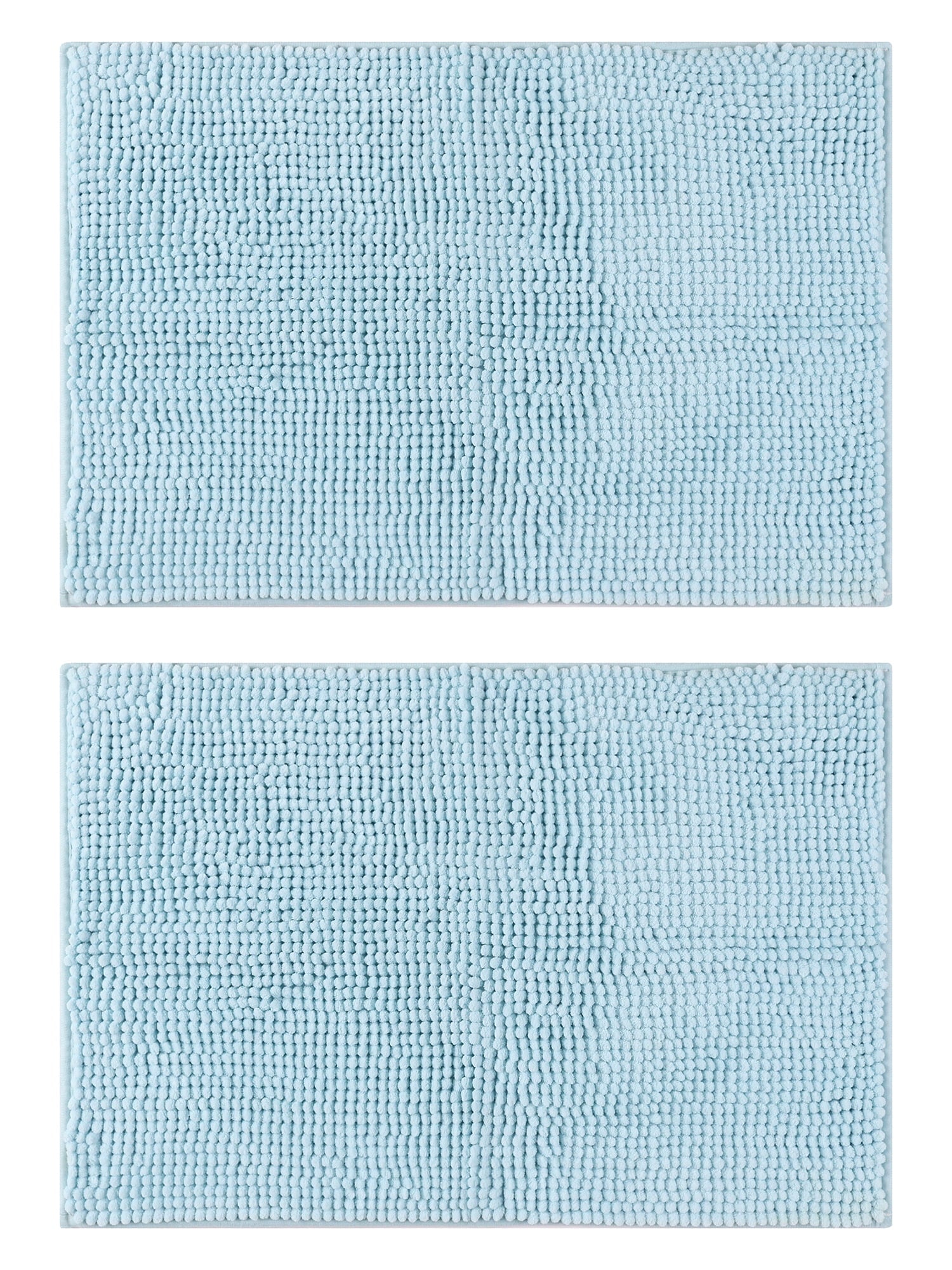 Unique Bargains 2 Pcs Microfiber Non-Slip Bathroom Mat Plush Fluffy Quick Dry Bath Rugs Blue 16" x 24"