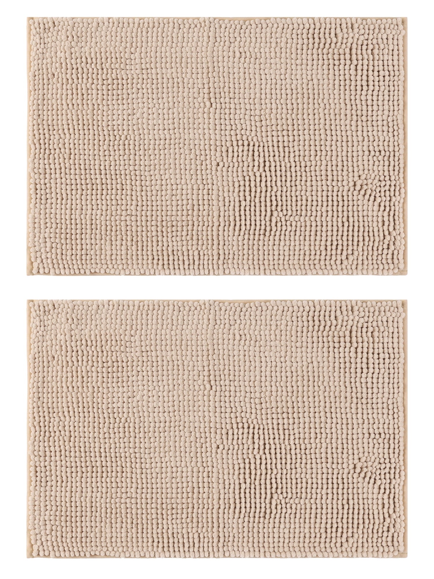 Unique Bargains 2 Pcs Microfiber Non-Slip Bathroom Mat Plush Fluffy Quick Dry Bath Rugs Khaki 16" x 24"