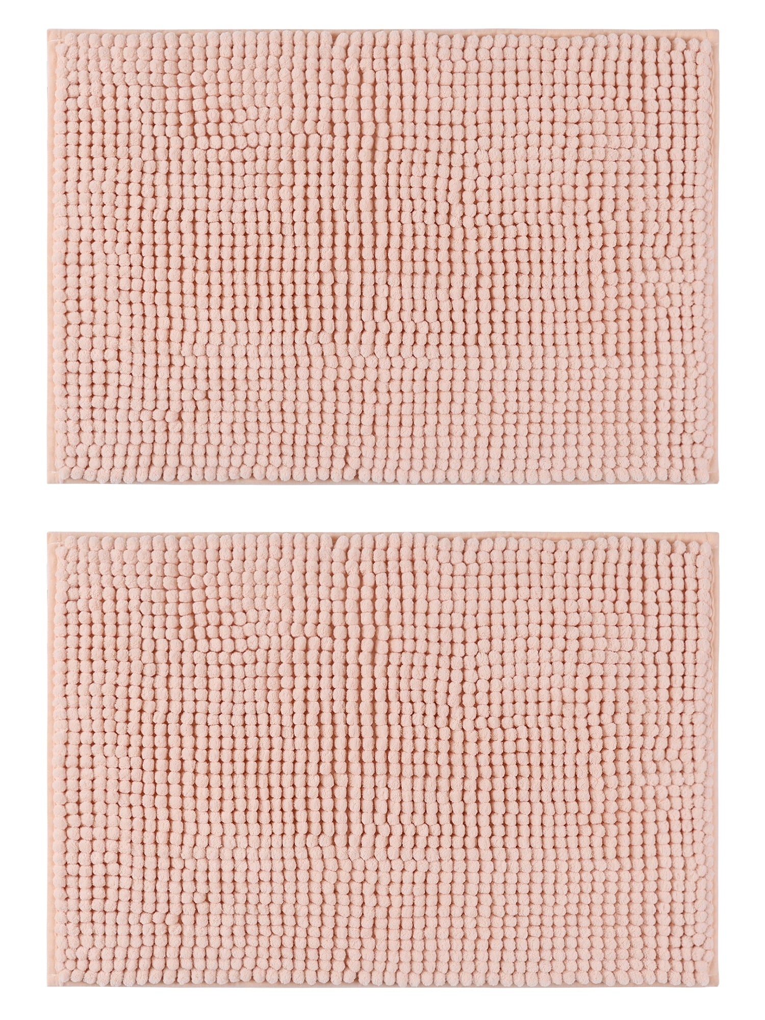 Unique Bargains 2 Pcs Microfiber Non-Slip Bathroom Mat Plush Fluffy Quick Dry Bath Rugs Pink 20" x 32"