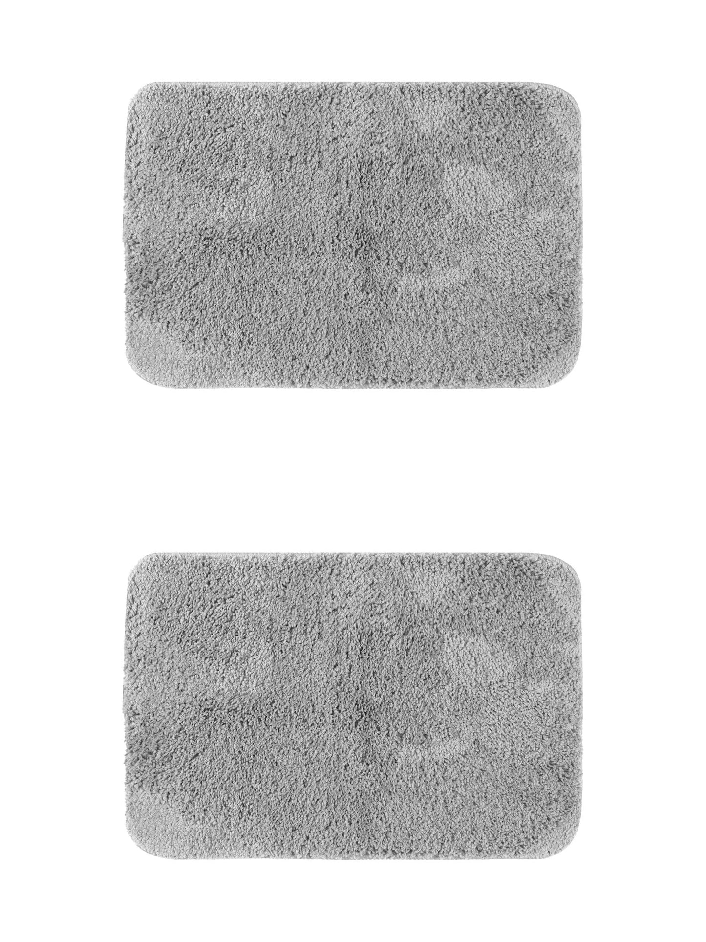 Unique Bargains 2 Pcs Non-Slip Extra Soft Plush Quick Dry Anti Skid Shaggy Bath Mats Grey 20" x 32"
