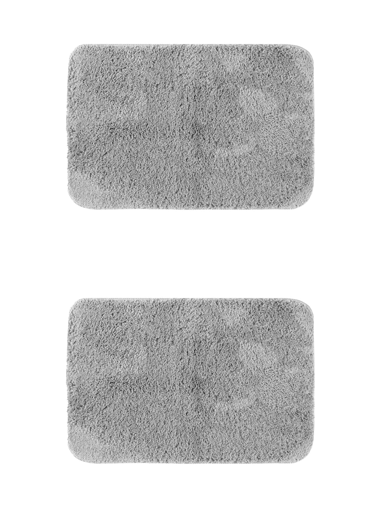 Unique Bargains 2 Pcs Non-Slip Extra Soft Plush Quick Dry Anti Skid Shaggy Bath Mats Grey 20" x 32"