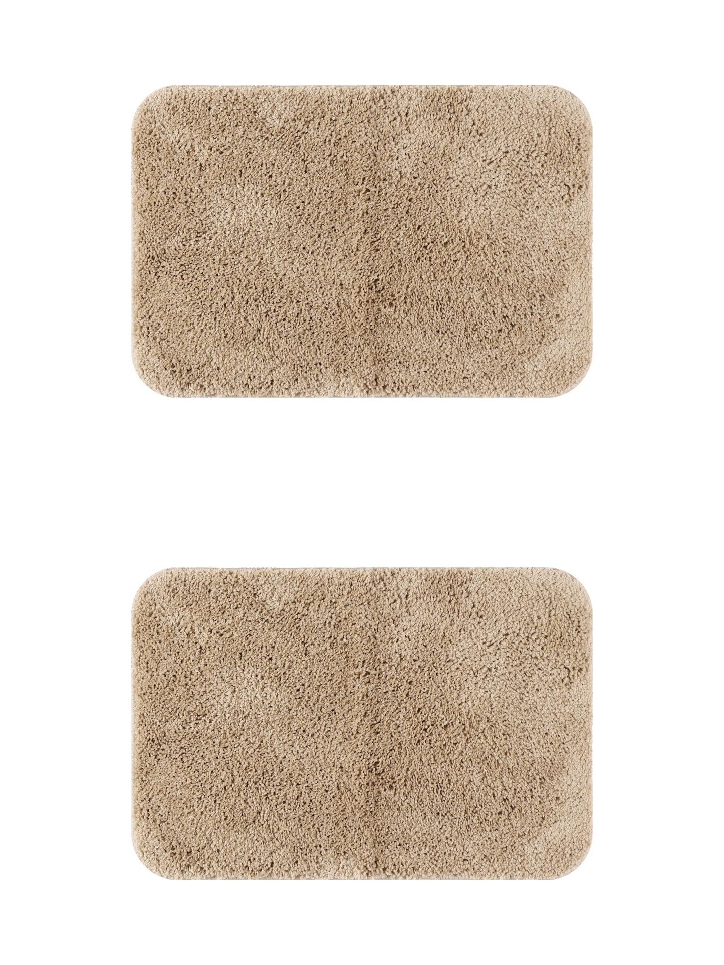 Unique Bargains 2 Pcs Non-Slip Extra Soft Plush Quick Dry Anti Skid Shaggy Bath Mats Khaki 20" x 32"