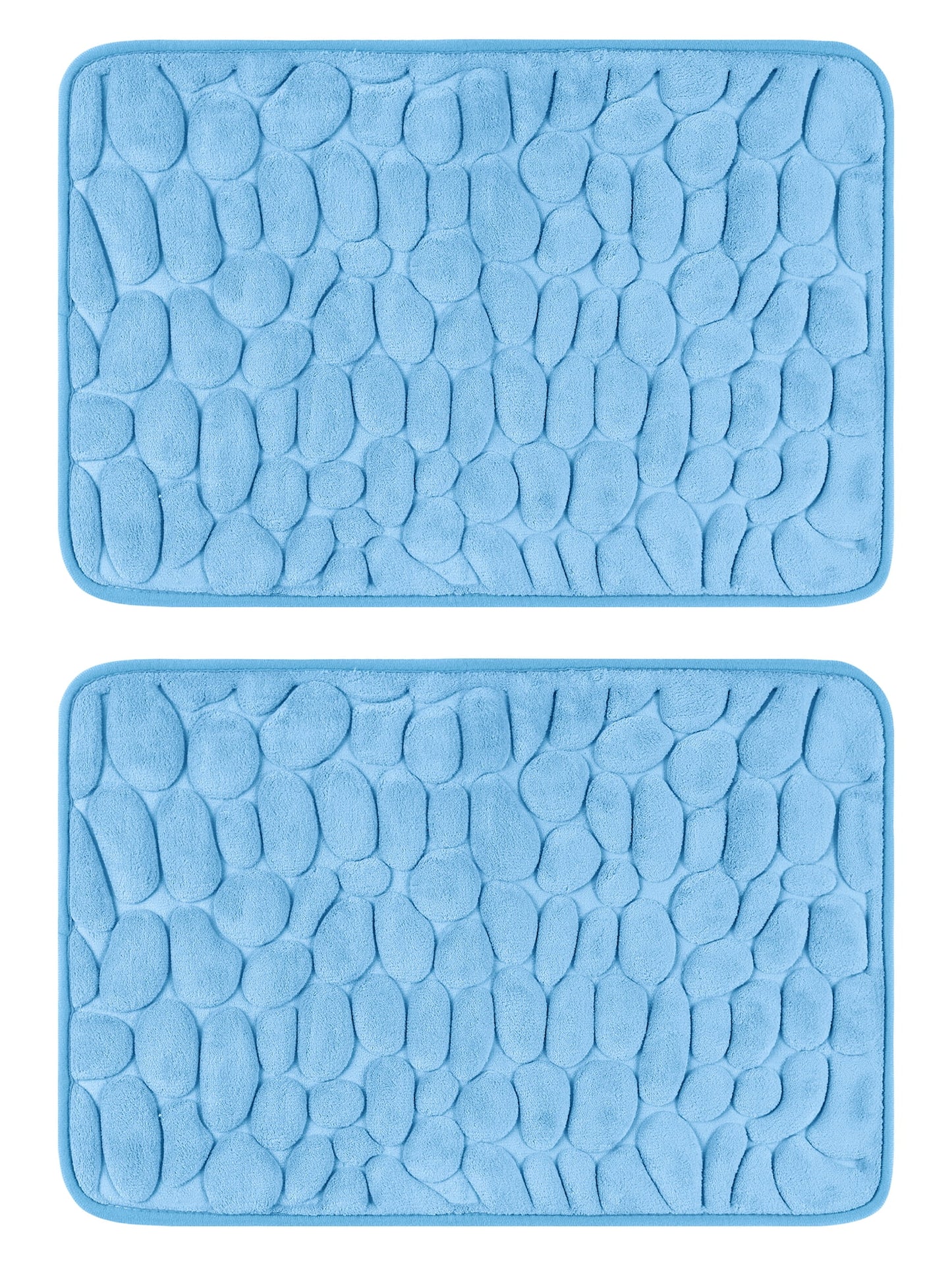 Unique Bargains 2 Pcs Non-Slip Memory Foam Bath Mat Soft Bathroom Rugs for Bathroom, Sink Light Blue 16" x 24"
