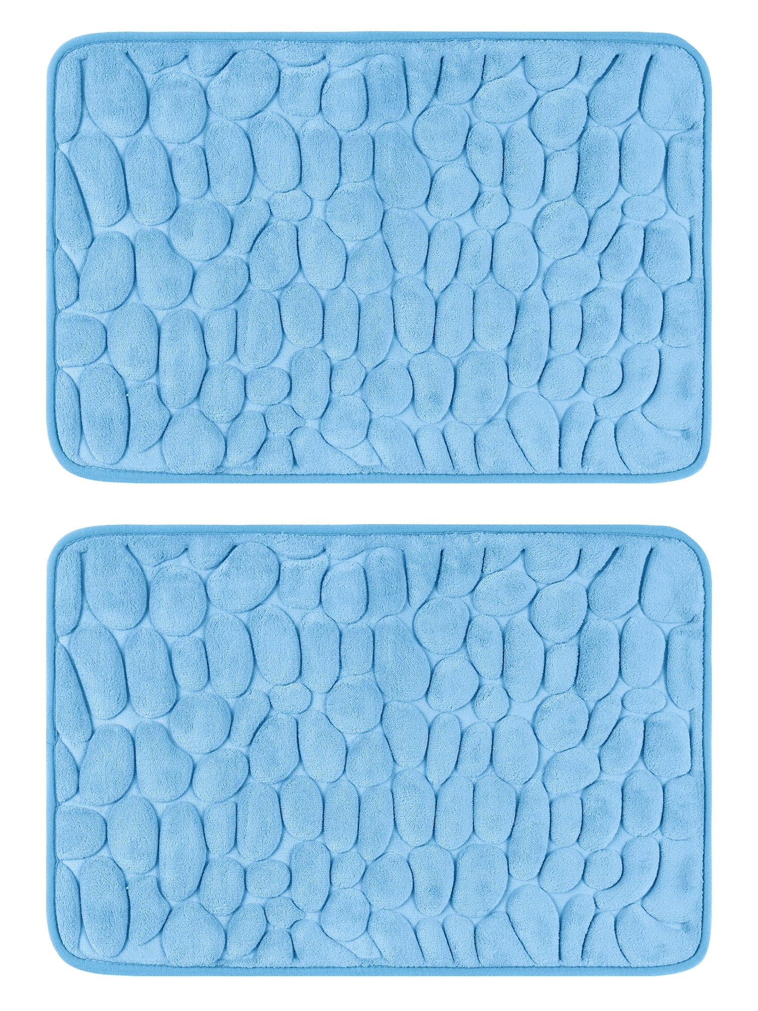 Unique Bargains 2 Pcs Non-Slip Memory Foam Bath Mat Soft Bathroom Rugs for Bathroom, Sink Light Blue 16" x 24"