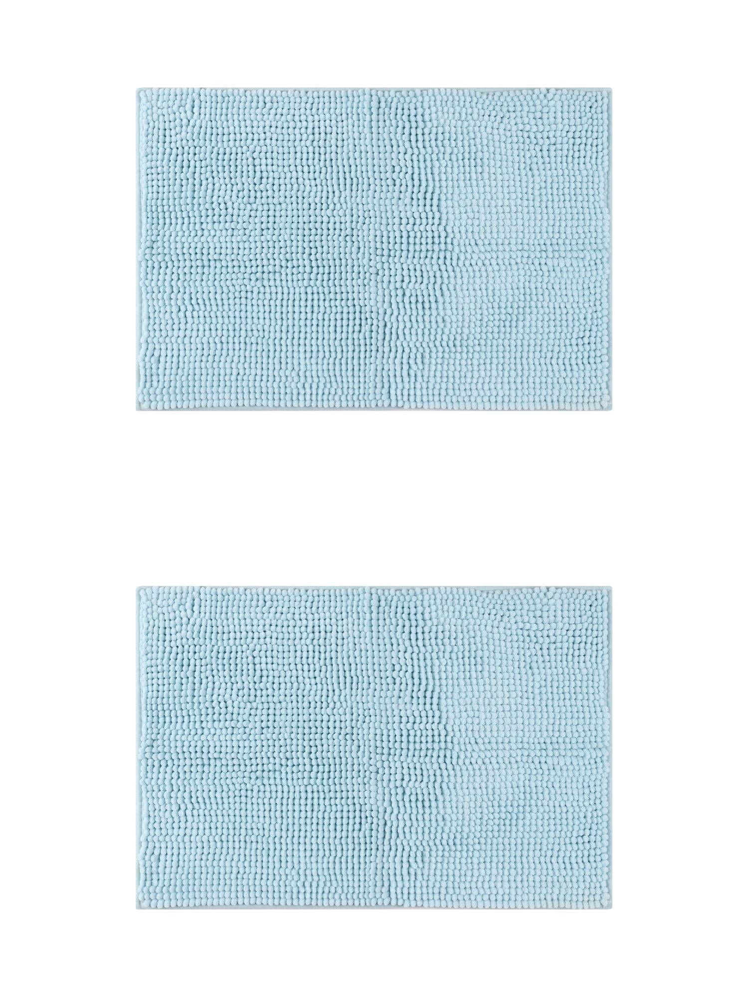 Unique Bargains 2 Pcs Non-Slip Microfiber Bathroom Mats Blue 16" x 24"/20" x 32"