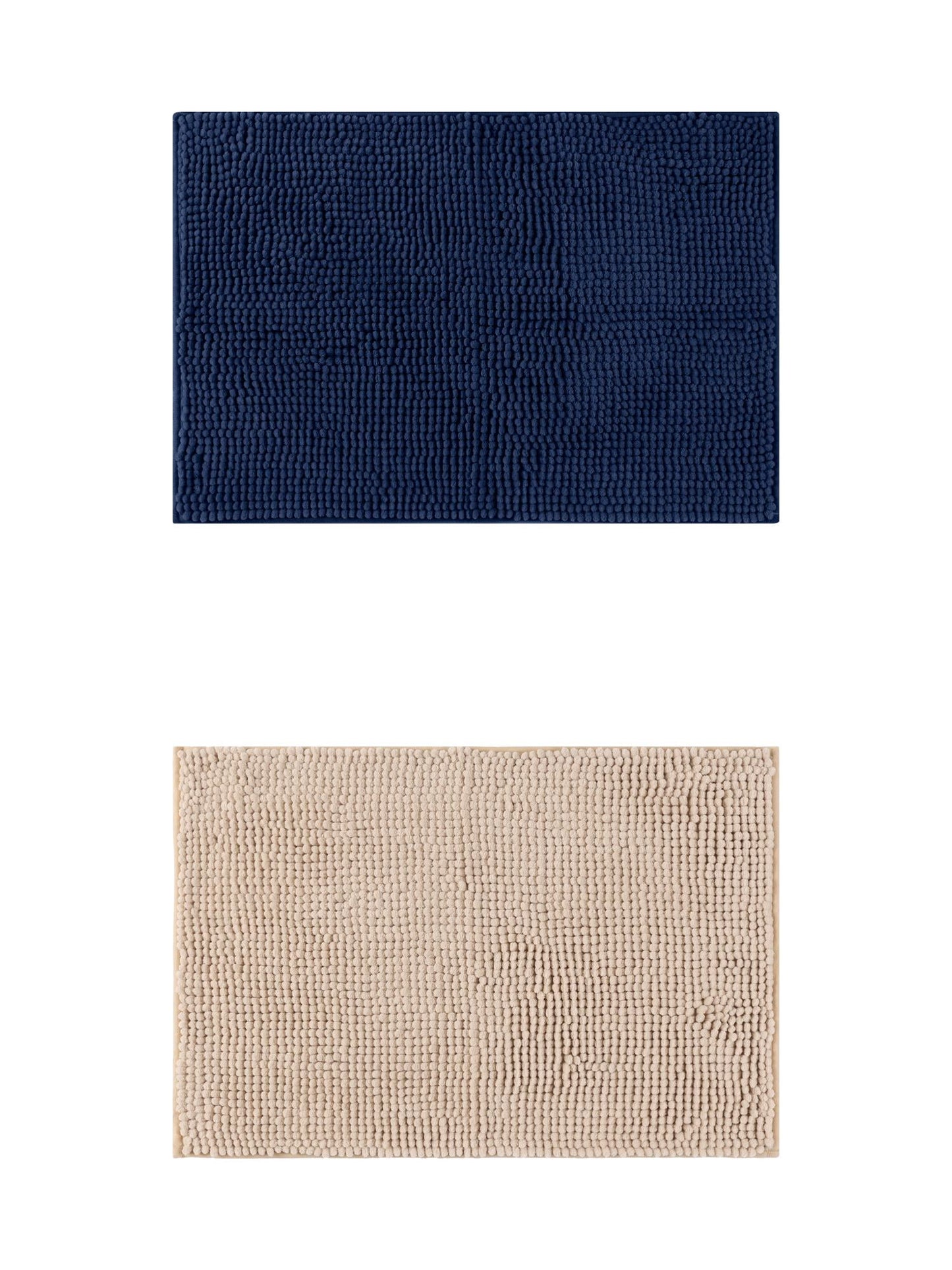 Unique Bargains 2 Pcs Non-Slip Microfiber Bathroom Mats Khaki/Dark Blue 16" x 24"