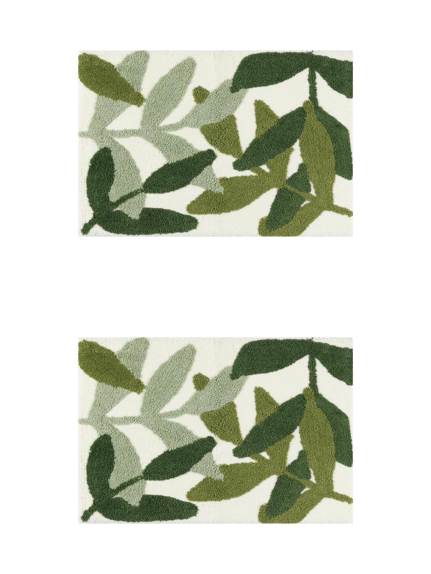 Unique Bargains 2 Pcs Non-Slip Quick Dry Bath Rugs Leaf-1 18" x 26"/20" x 32"