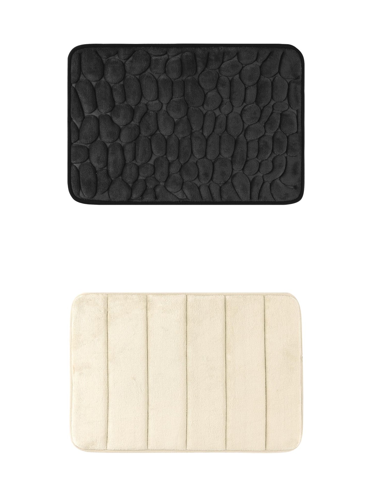 Unique Bargains 2 Pcs Non Slip Soft Bathroom Mat Black/Khaki 16" x 24"