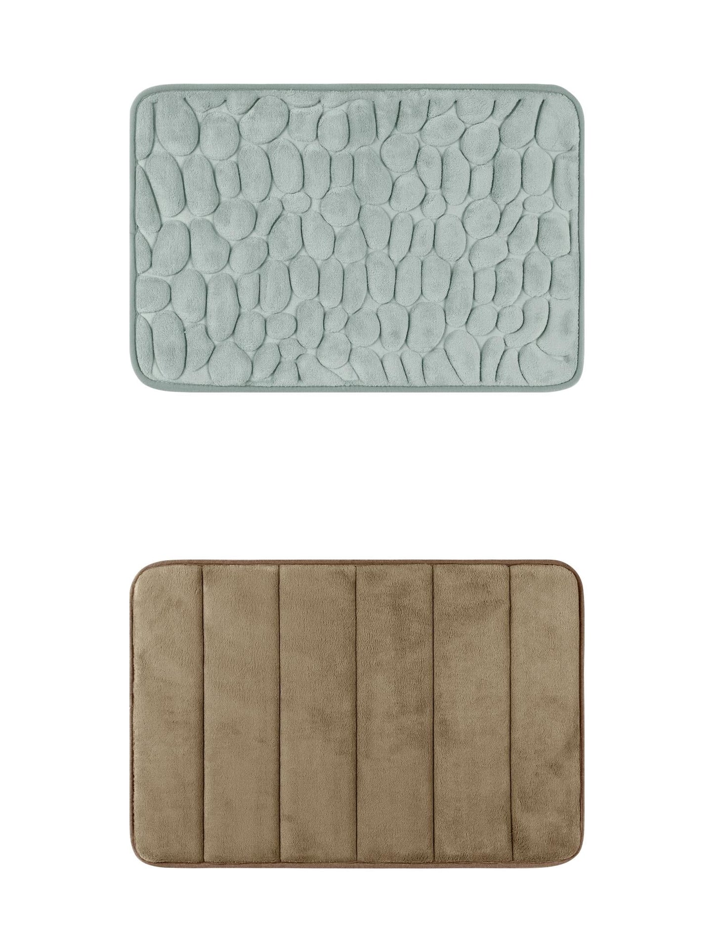 Unique Bargains 2 Pcs Non Slip Soft Bathroom Mat Grey/Brown 16" x 24"