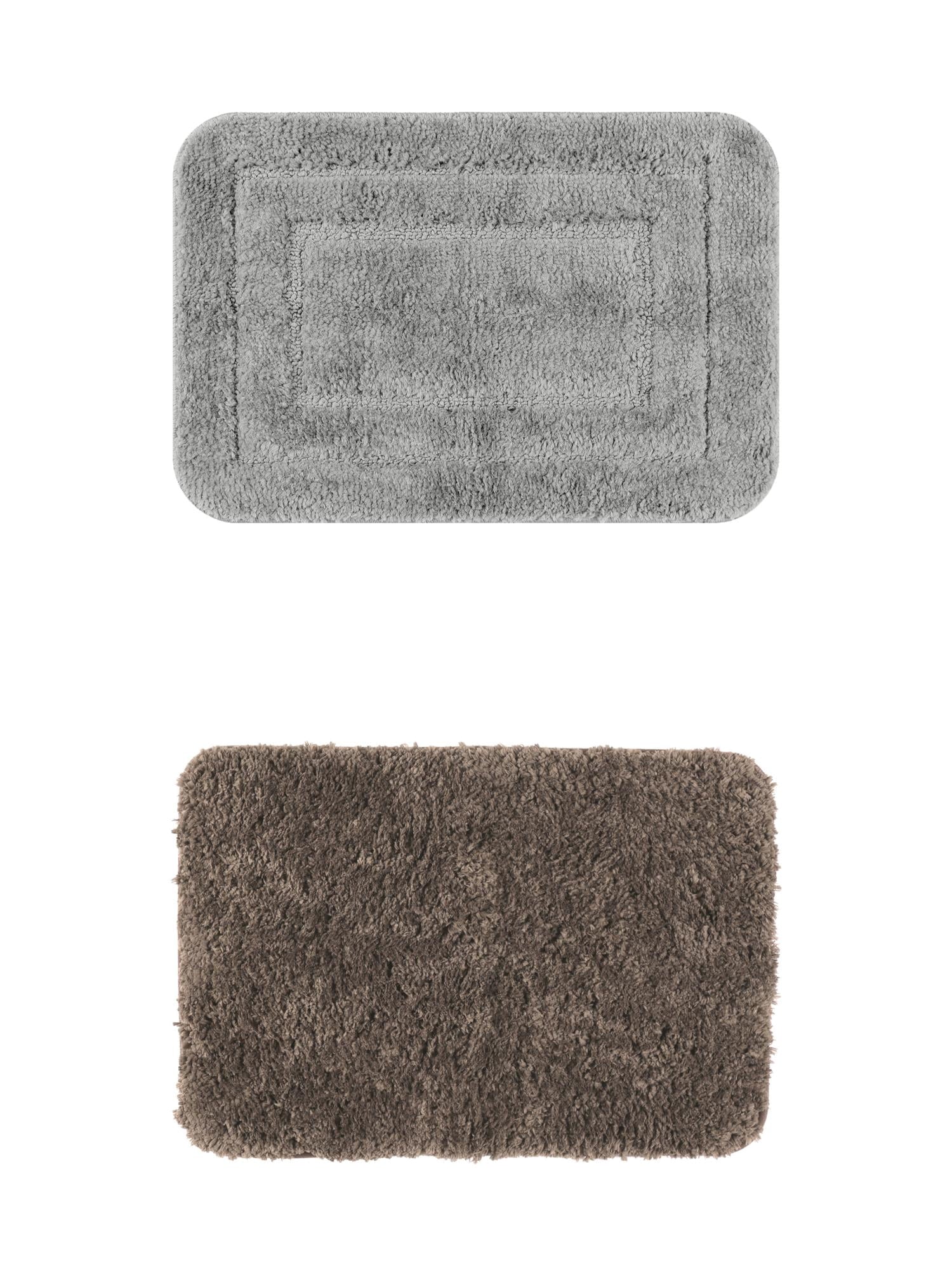 Unique Bargains 2 Pcs Non-Slip Soft Quick Dry Bath Rugs Brown/Dark Gray 16" x 24"