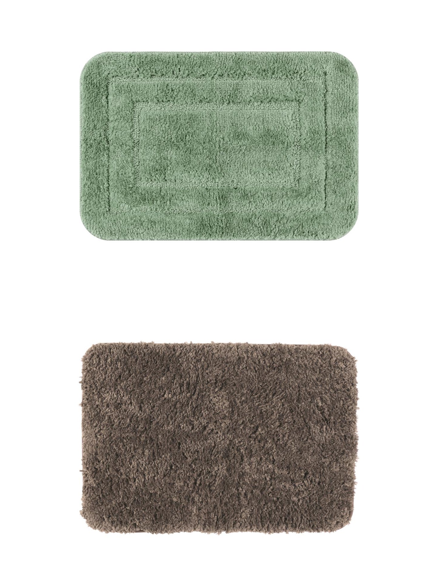 Unique Bargains 2 Pcs Non-Slip Soft Quick Dry Bath Rugs Brown/Light Green 16" x 24"