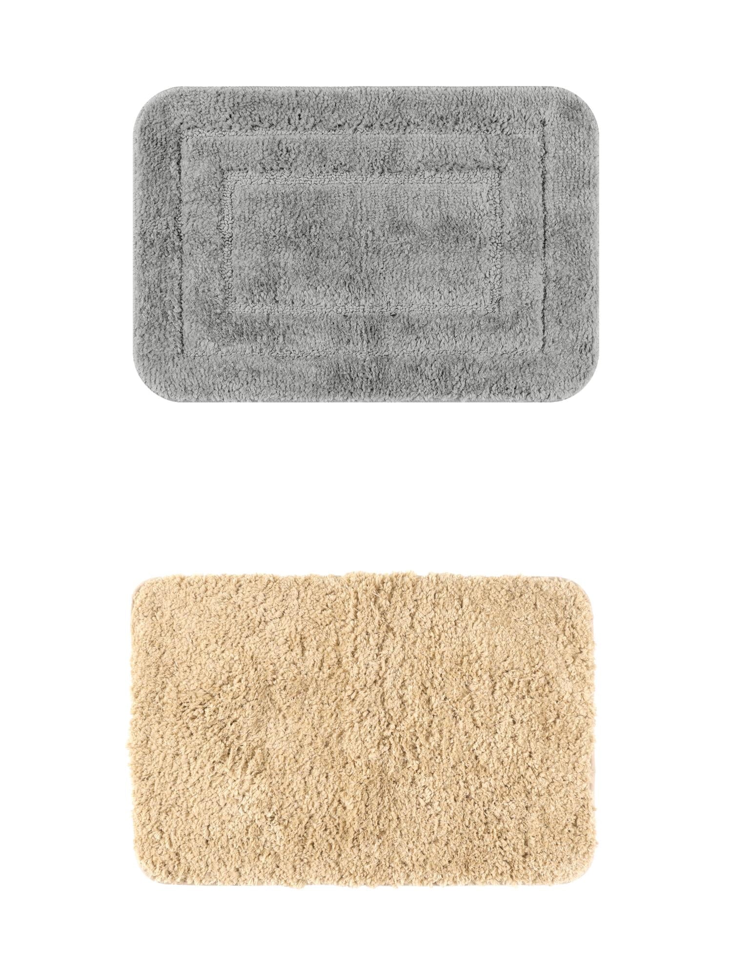 Unique Bargains 2 Pcs Non-Slip Soft Quick Dry Bath Rugs Khaki/Dark Gray 20" x 32"