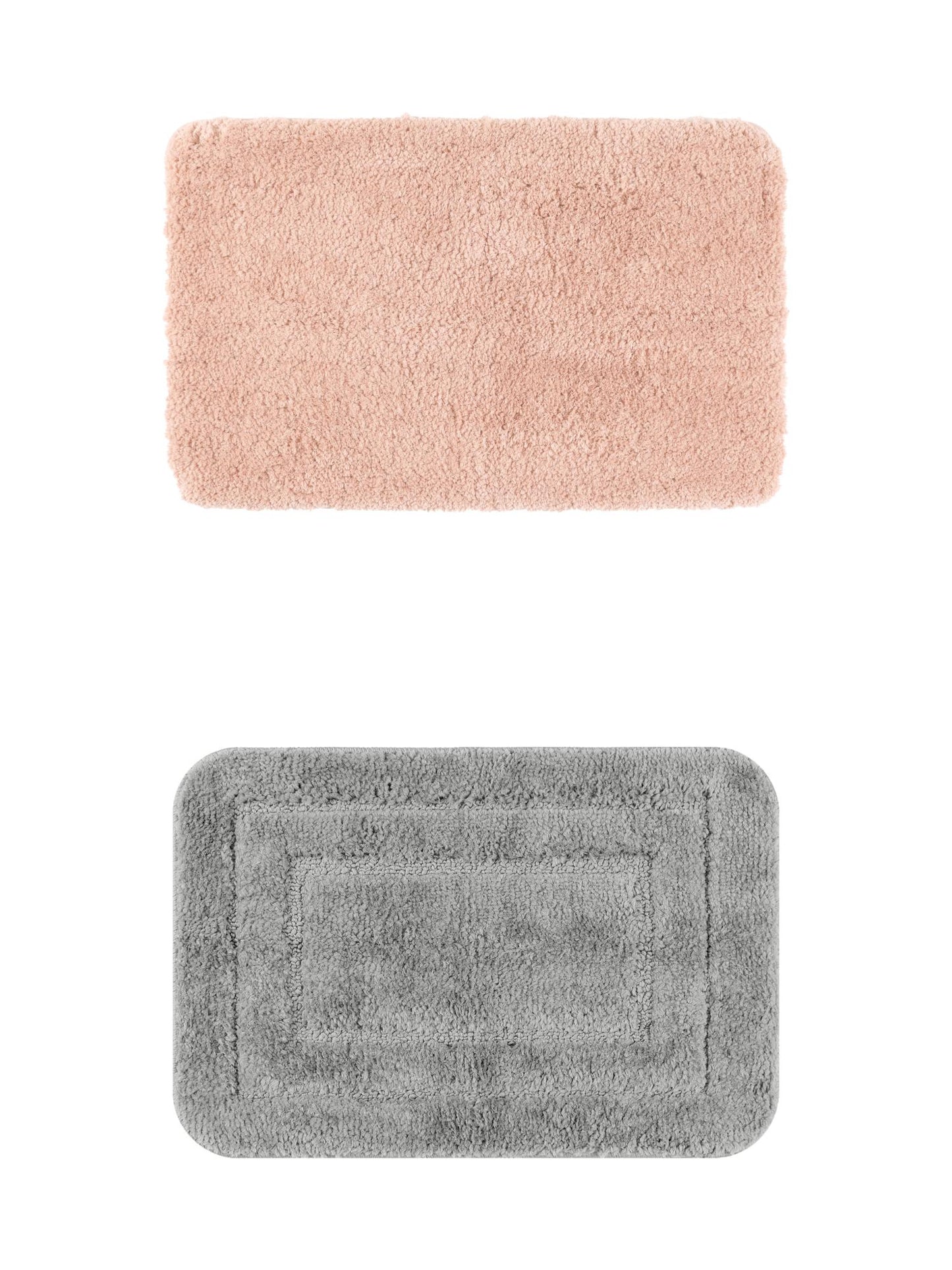 Unique Bargains 2 Pcs Non-Slip Soft Quick Dry Bath Rugs Pink/Dark Gray 20" x 32"