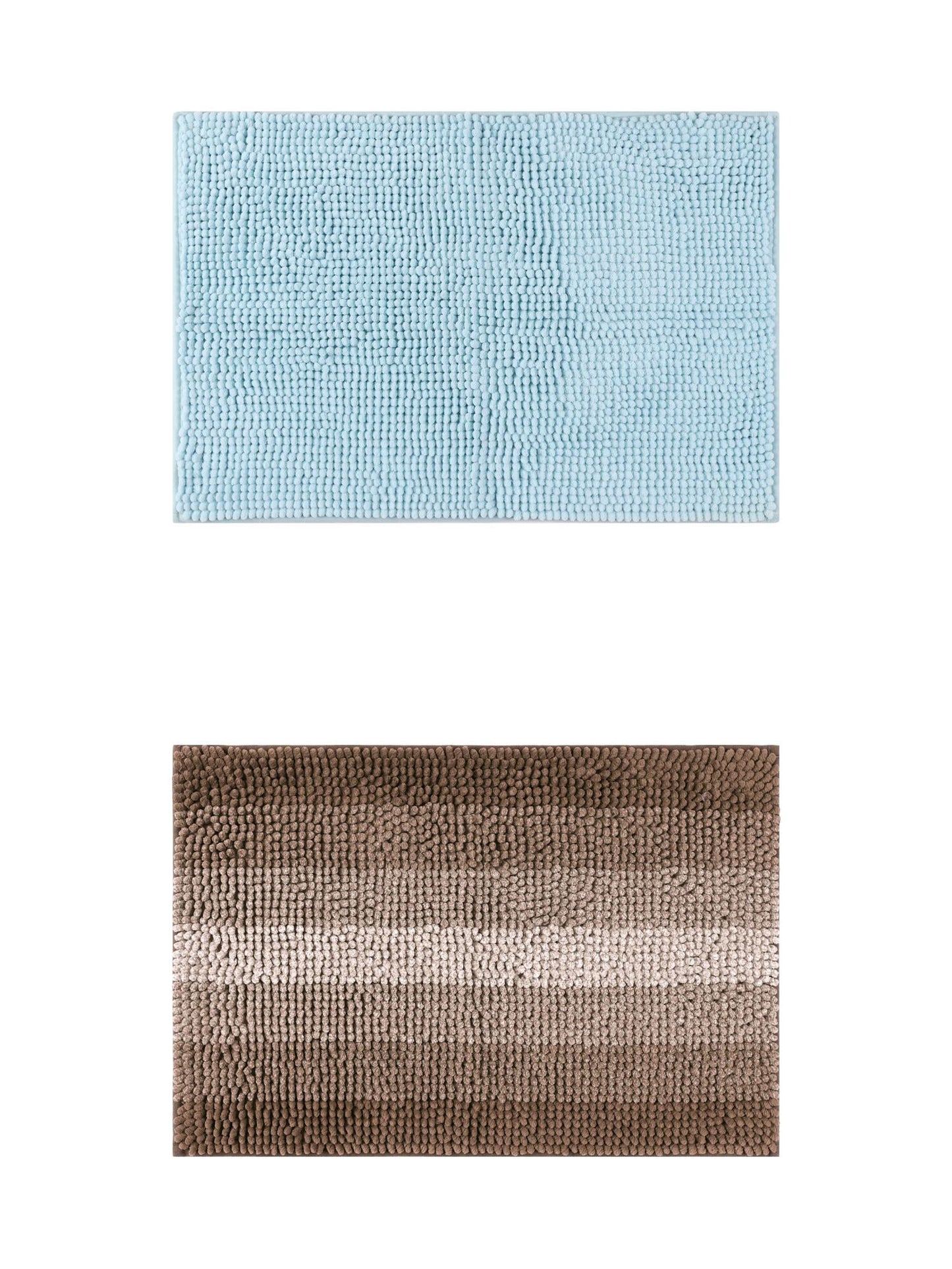 Unique Bargains 2 Pcs Plush Fluffy Extra Thick Mat Blue/Coffee 20" x 32"