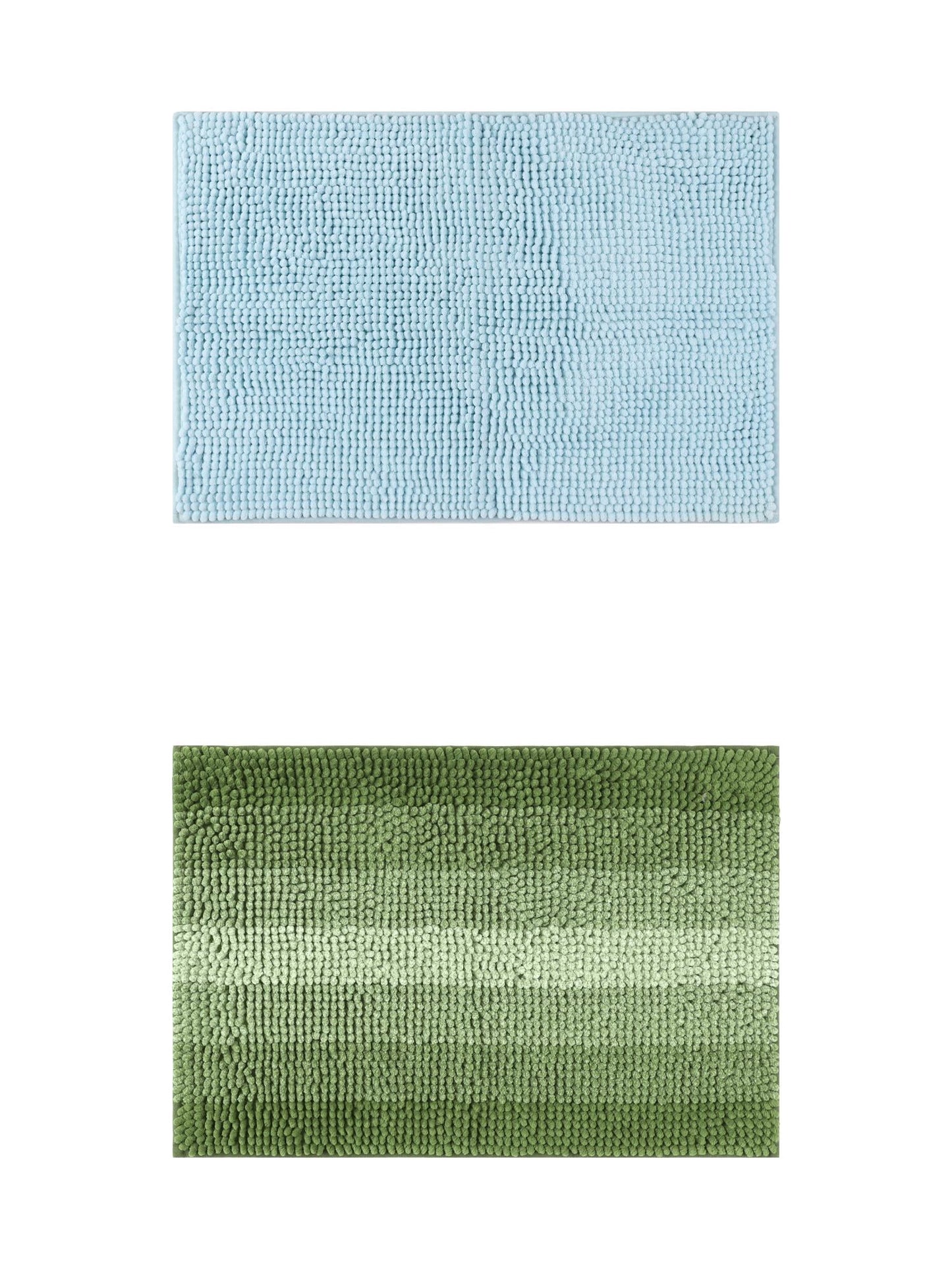 Unique Bargains 2 Pcs Plush Fluffy Extra Thick Mat Blue/Green 20" x 32"