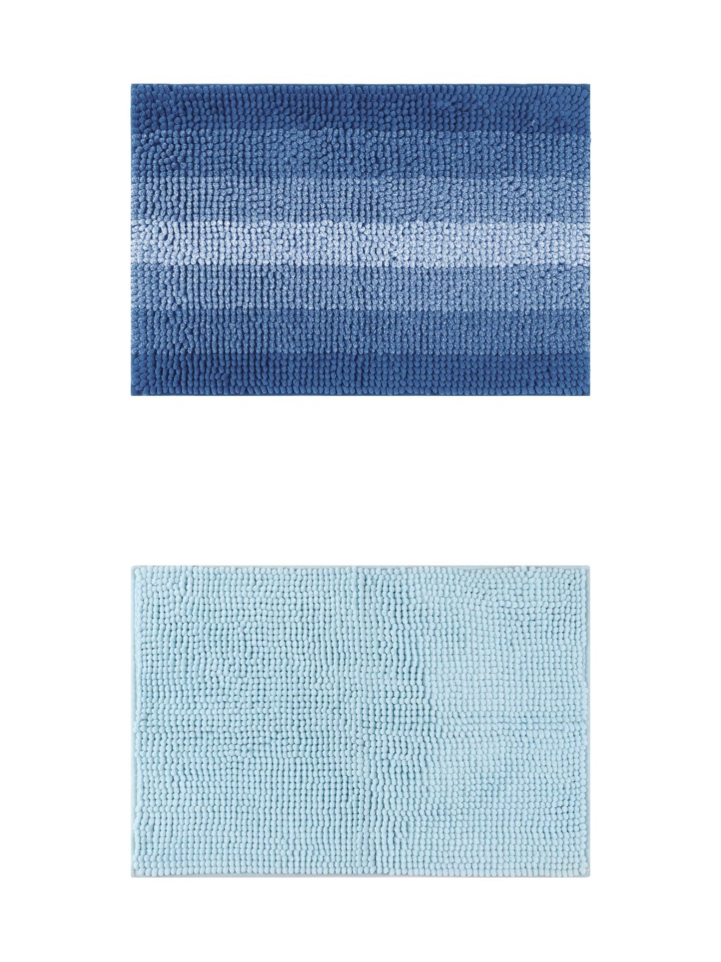 Unique Bargains 2 Pcs Plush Fluffy Extra Thick Mat Blue/Navy Blue 20" x 32"