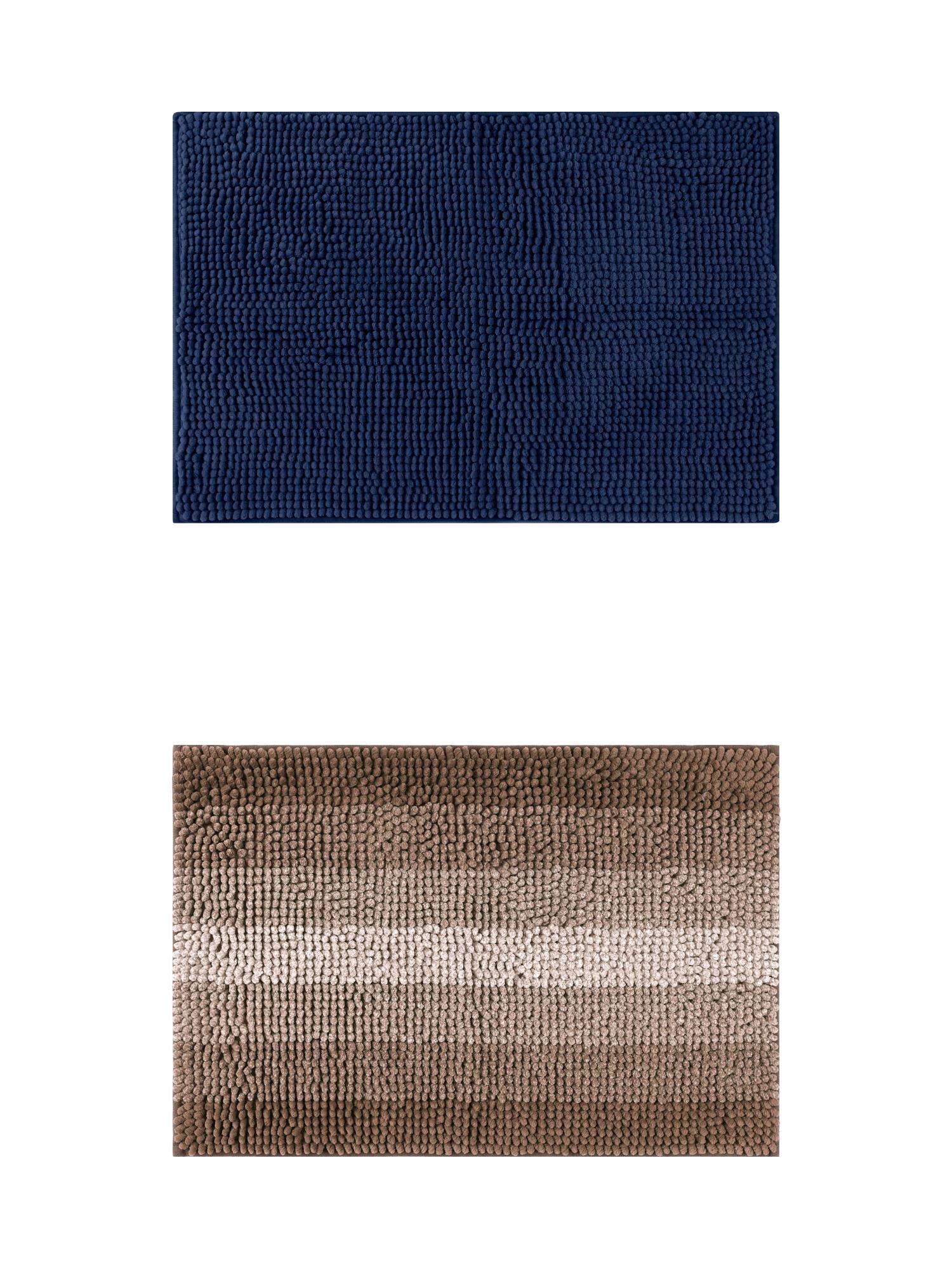Unique Bargains 2 Pcs Plush Fluffy Extra Thick Mat Coffee/Dark Blue 20" x 32"