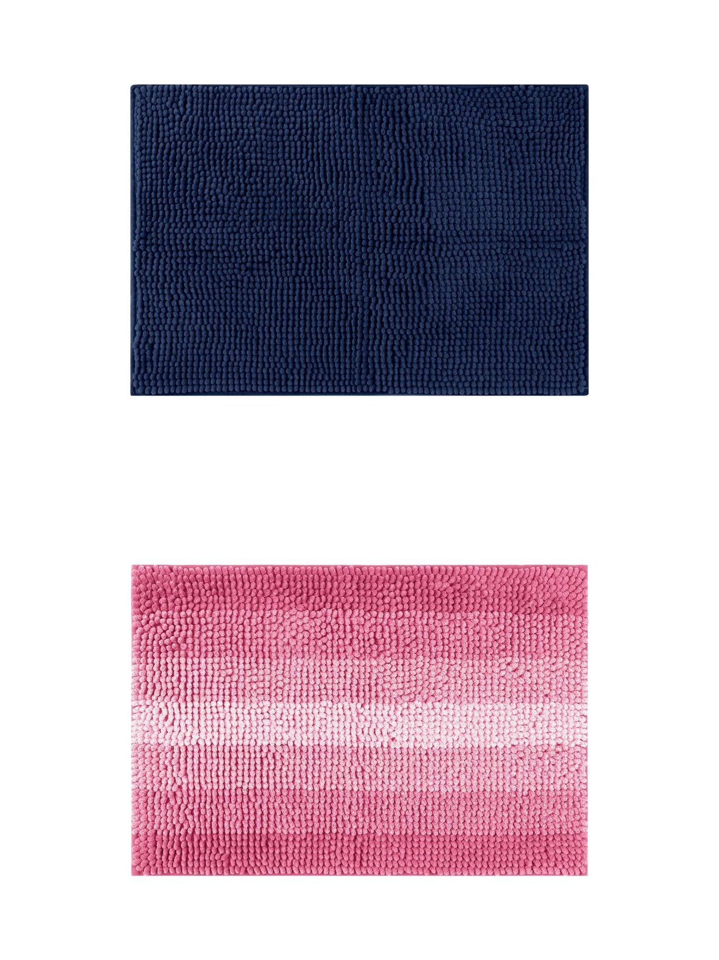 Unique Bargains 2 Pcs Plush Fluffy Extra Thick Mat Dark Blue/Pink 20" x 32"