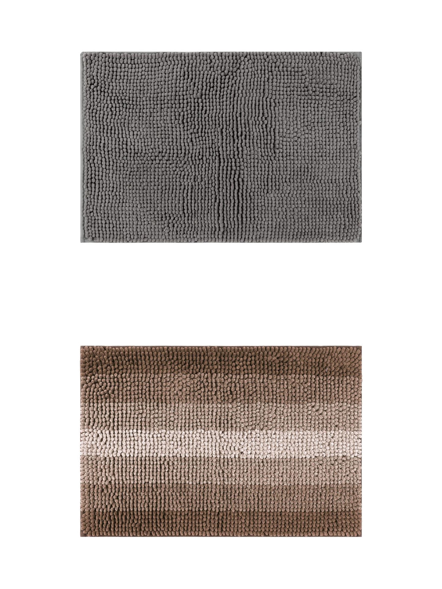 Unique Bargains 2 Pcs Plush Fluffy Extra Thick Mat Grey/Coffee 16" x 24"