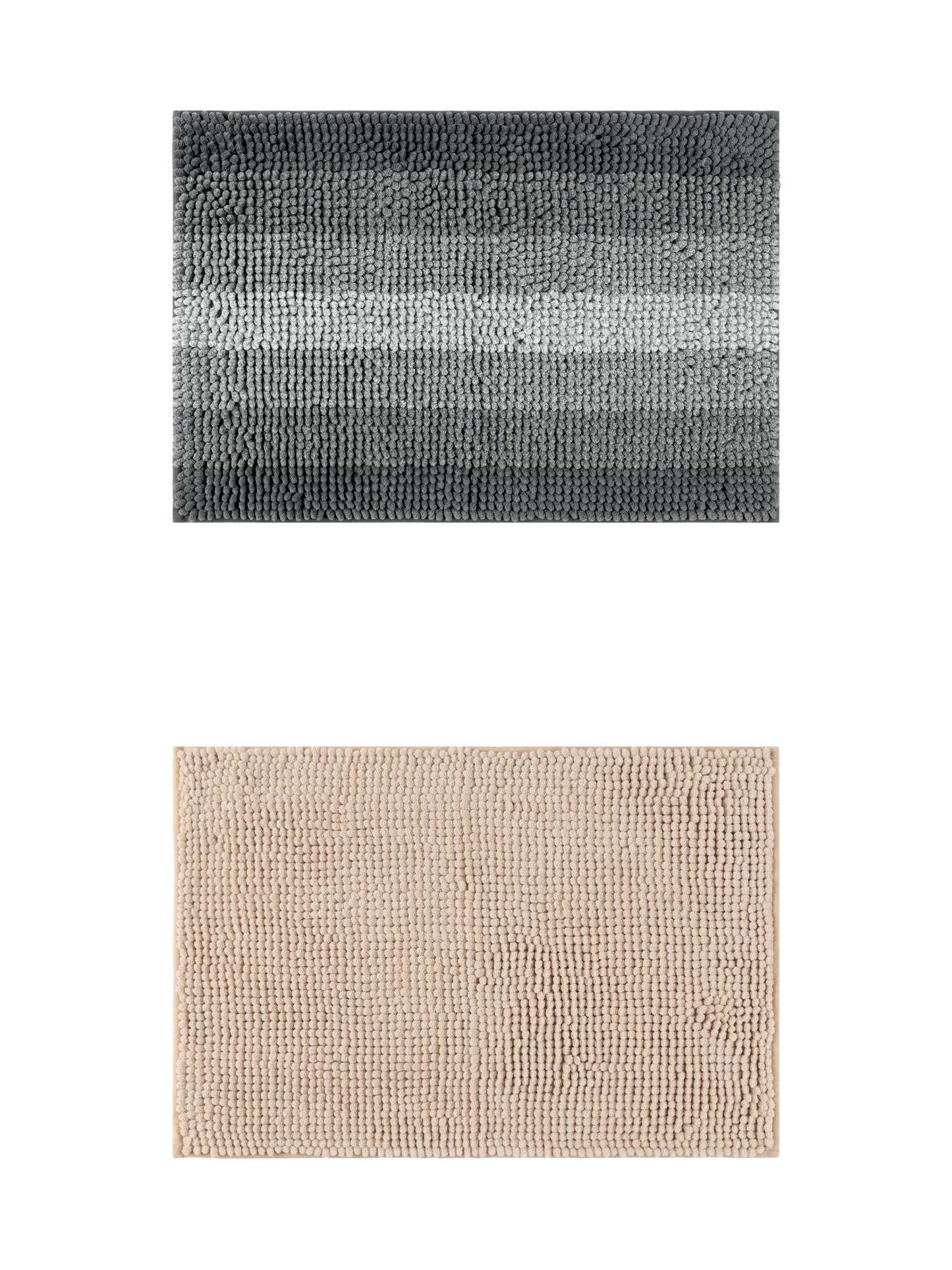 Unique Bargains 2 Pcs Plush Fluffy Extra Thick Mat Khaki/Black 16" x 24"