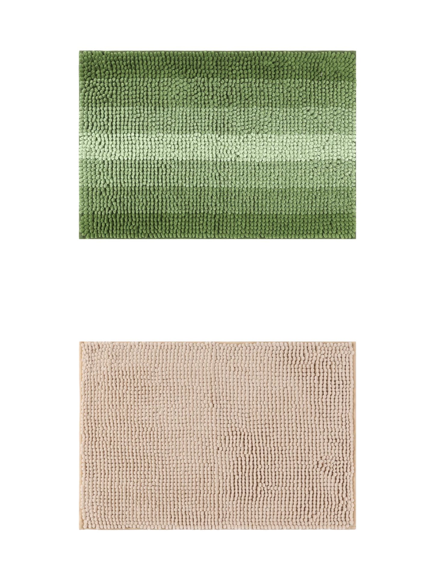Unique Bargains 2 Pcs Plush Fluffy Extra Thick Mat Khaki/Green 20" x 32"