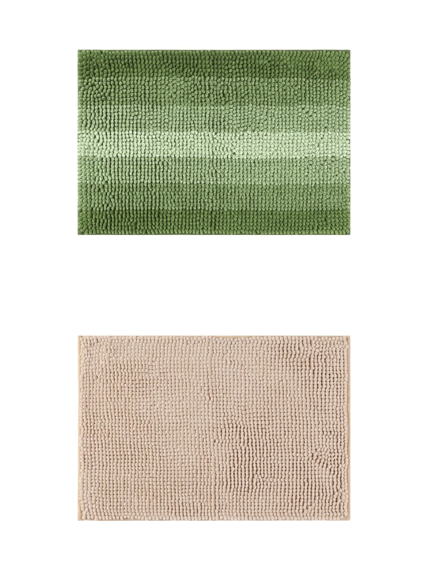 Unique Bargains 2 Pcs Plush Fluffy Extra Thick Mat Khaki/Green 20" x 32"