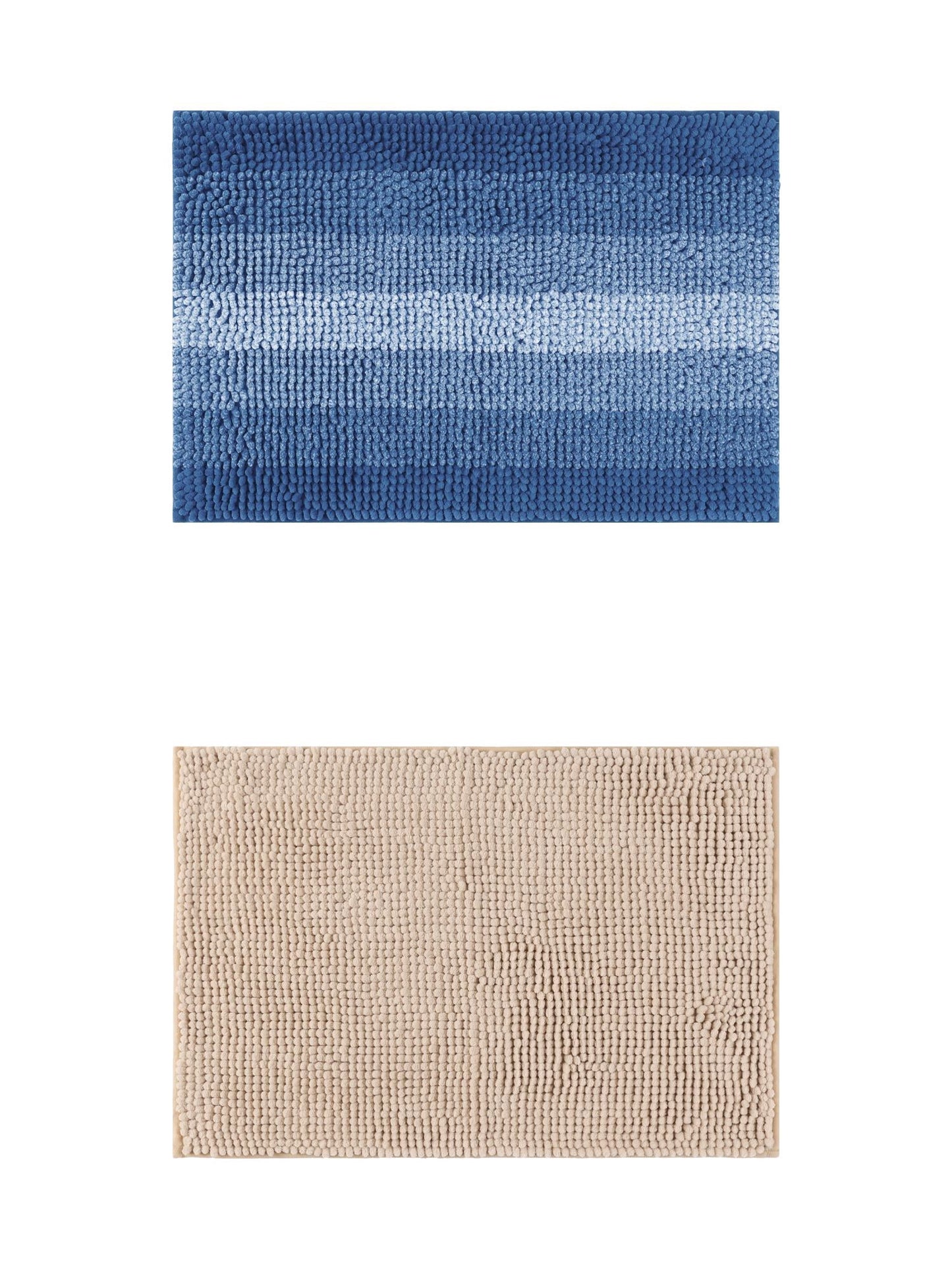 Unique Bargains 2 Pcs Plush Fluffy Extra Thick Mat Khaki/Navy Blue 20" x 32"