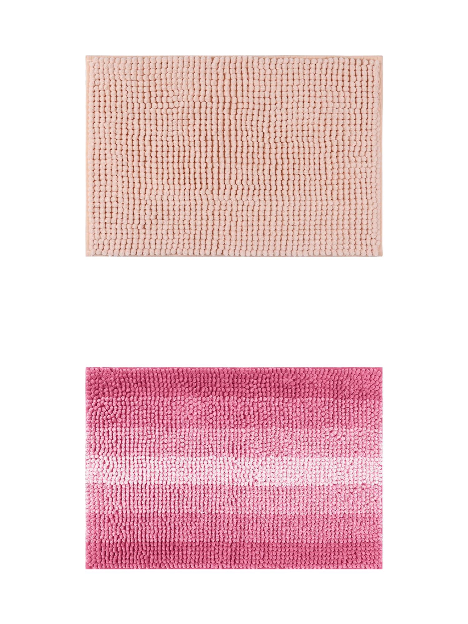 Unique Bargains 2 Pcs Plush Fluffy Extra Thick Mat Pink 20" x 32"