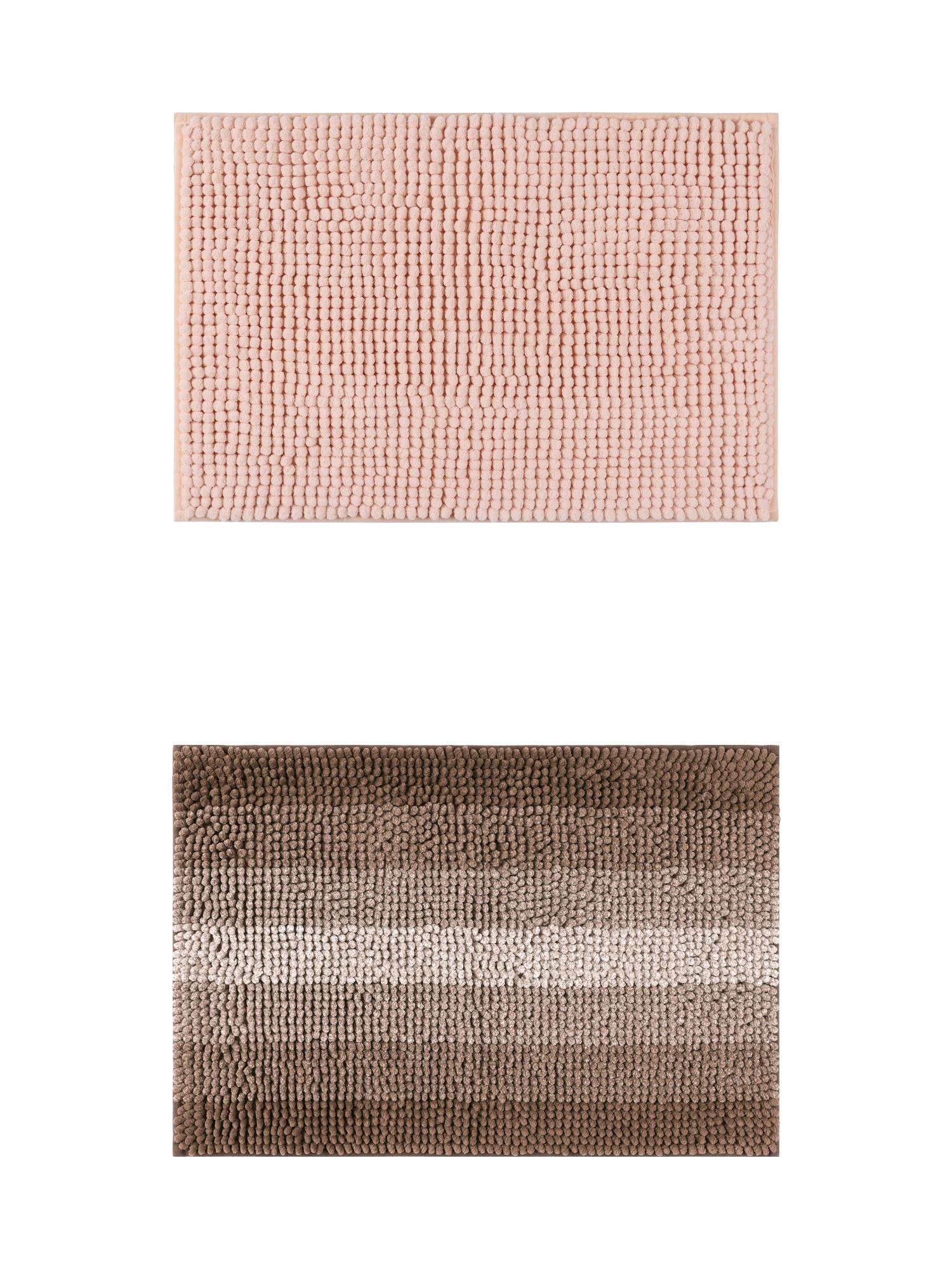 Unique Bargains 2 Pcs Plush Fluffy Extra Thick Mat Pink/Coffee 20" x 32"