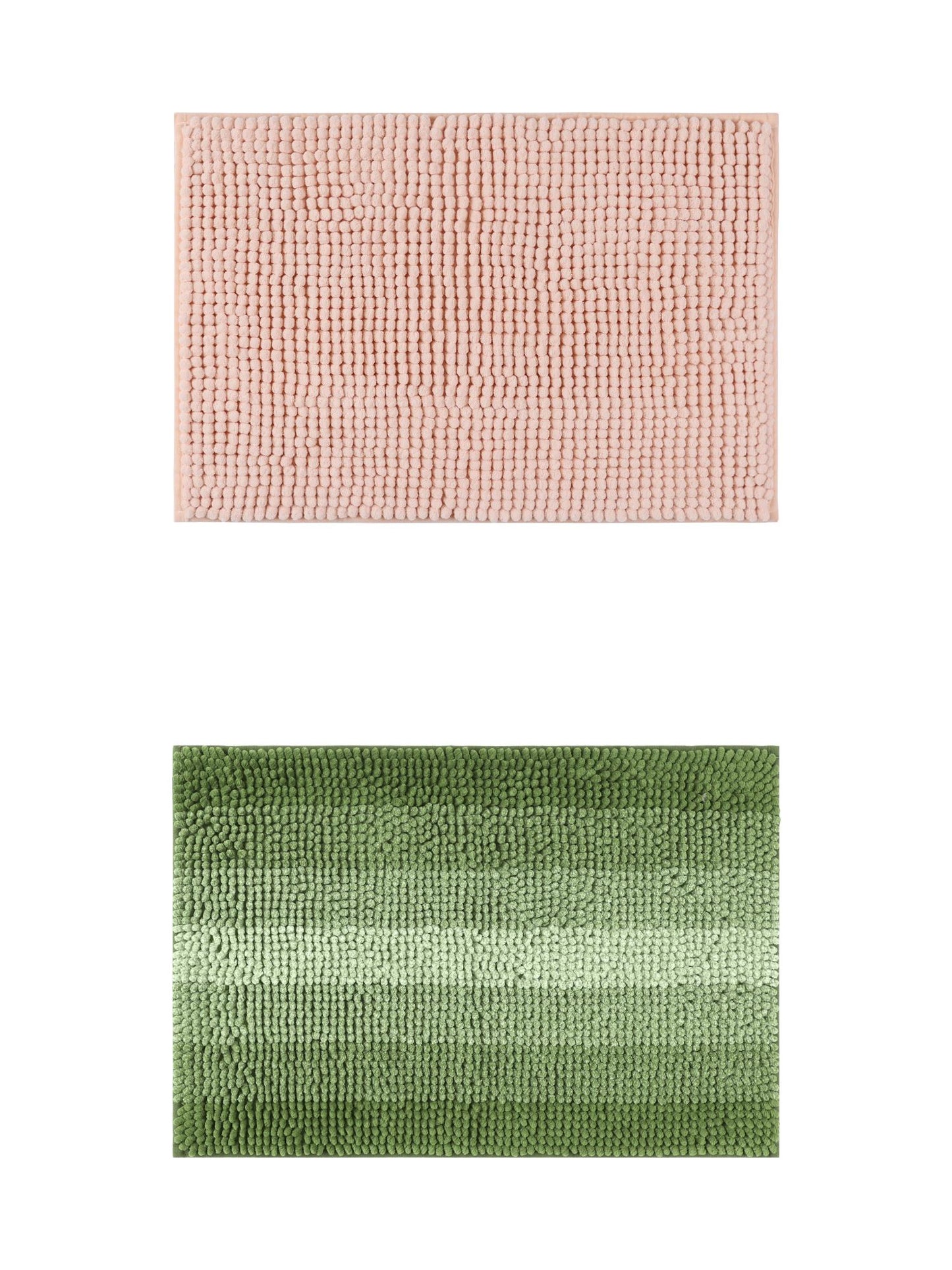Unique Bargains 2 Pcs Plush Fluffy Extra Thick Mat Pink/Green 20" x 32"