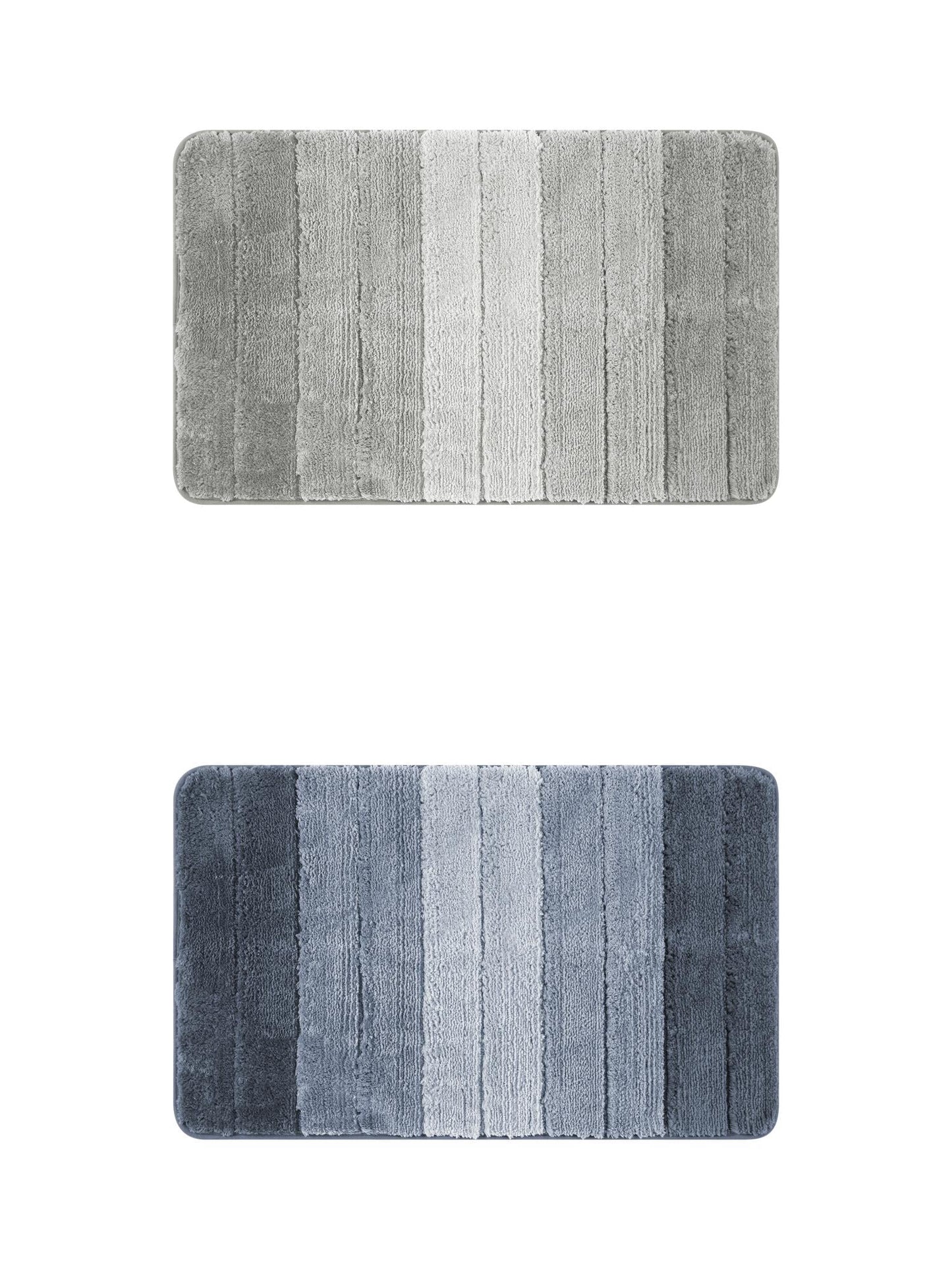Unique Bargains 2 Pcs Plush Gradient Striped Bath Mats Microfiber Shaggy Rugs Green 16" x 24"/20" x 32"