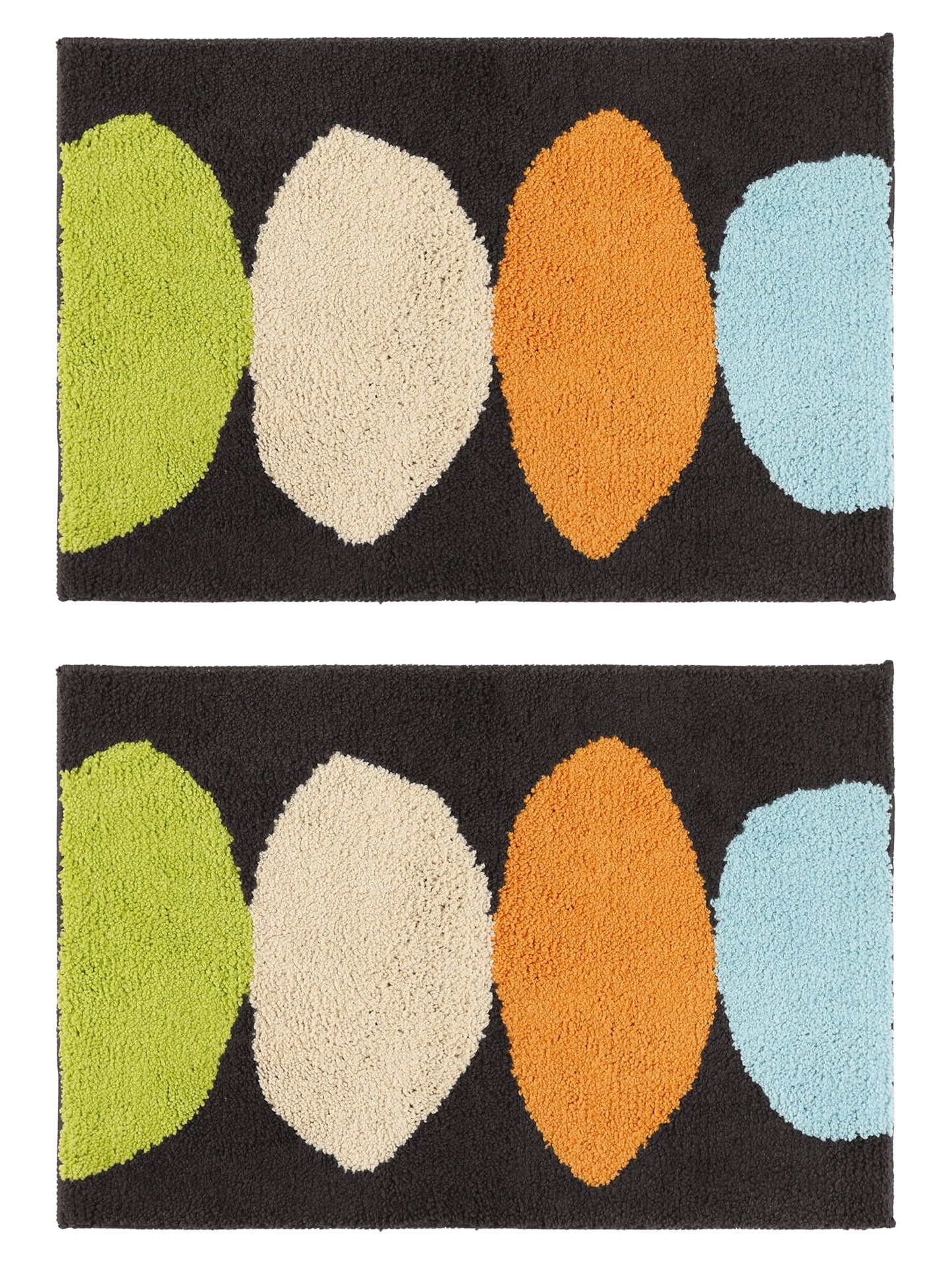 Unique Bargains 2 Pcs Printing Bath Mats Non-Slip Quick Dry Rugs for Bathroom Black 18" x 26"