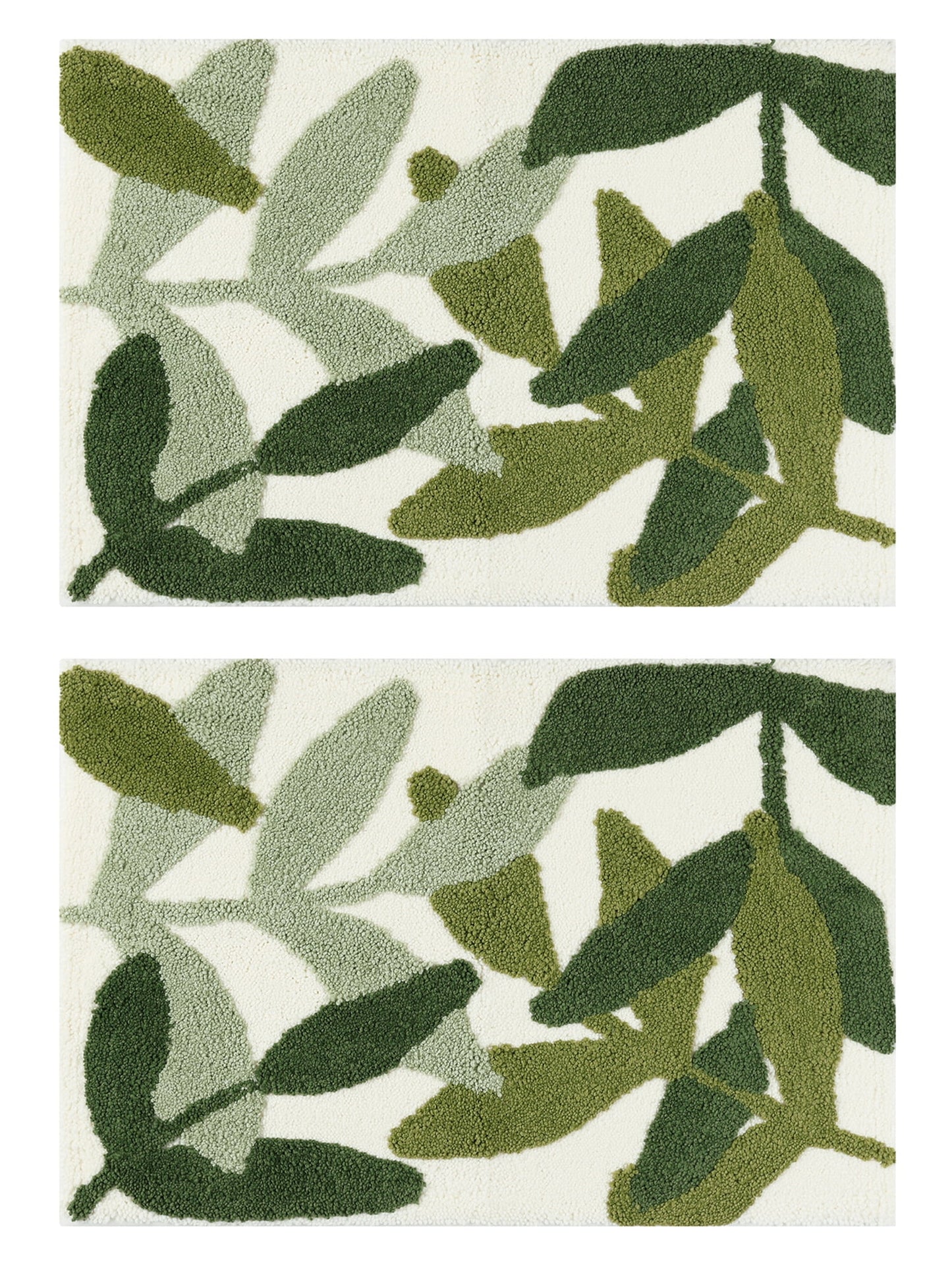 Unique Bargains 2 Pcs Printing Non-Slip Bathroom Mats Soft Plush Fluffy Bath Rugs Leaf-1 18" x 26"