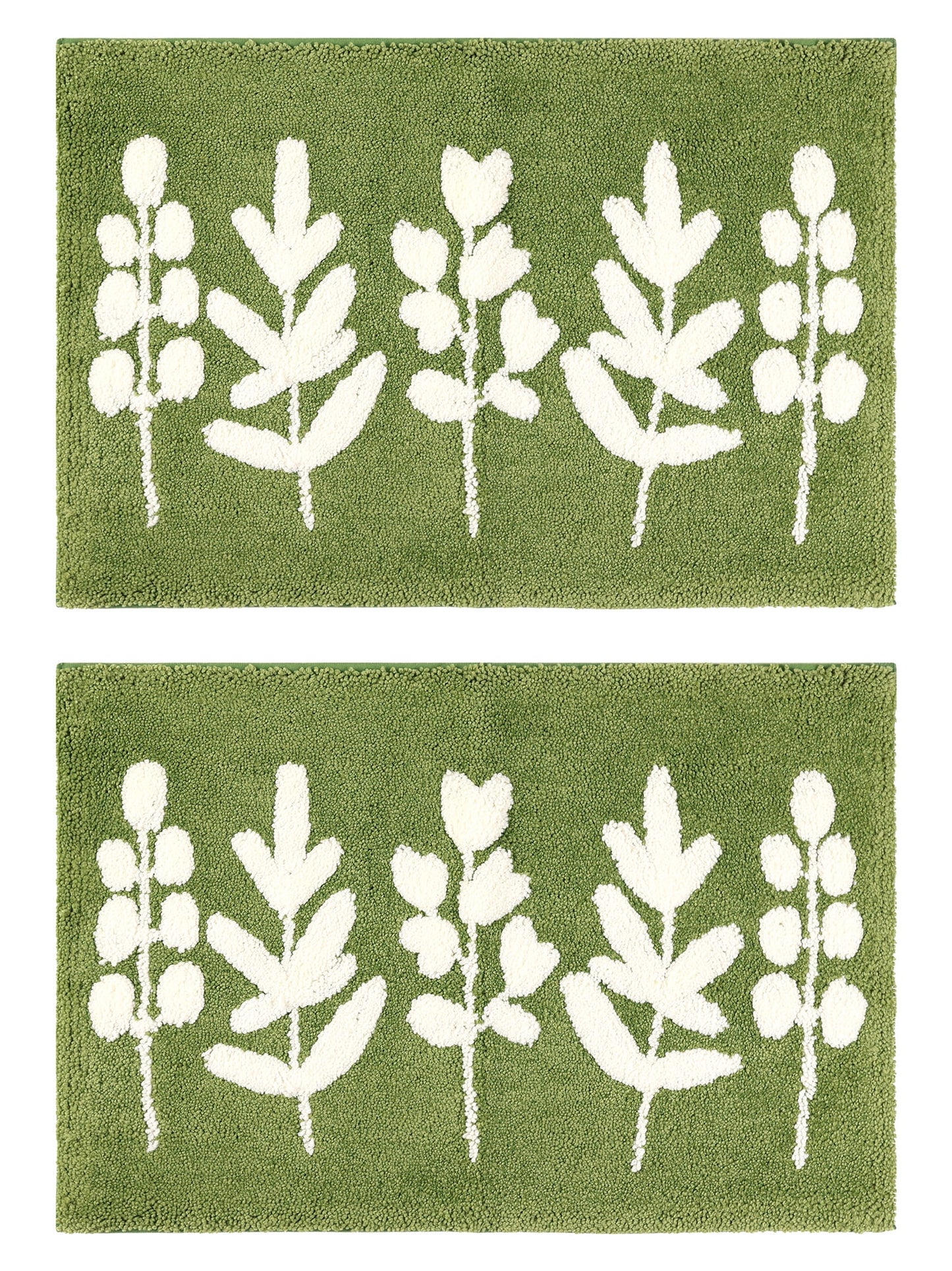 Unique Bargains 2 Pcs Printing Non-Slip Bathroom Mats Soft Plush Fluffy Bath Rugs Leaves-2 20" x 32"