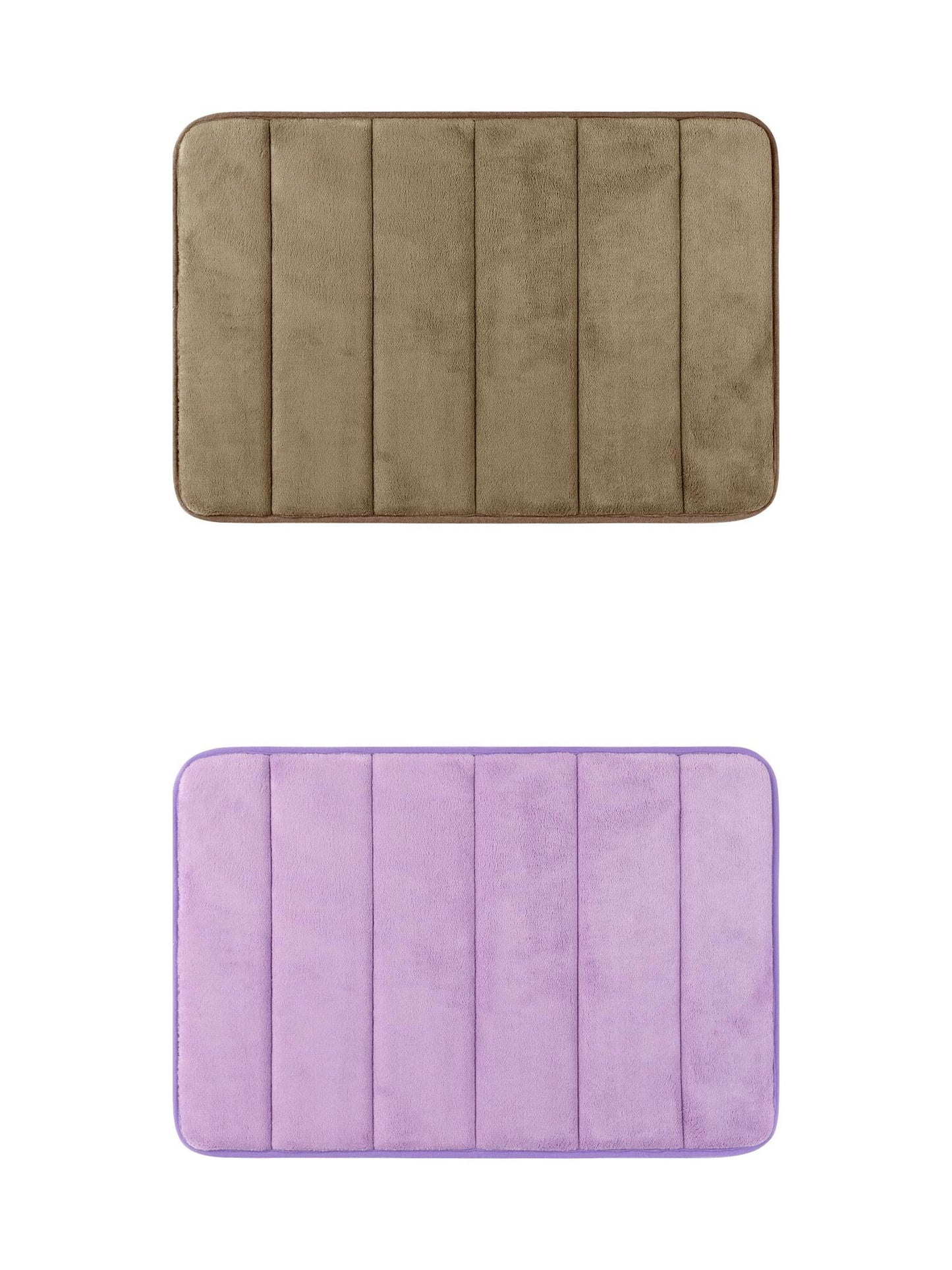 Unique Bargains 2 Pcs Soft Thick Absorbent Quick Dry Bathroom Bath Rugs Non Slip Brown/Purple 16" x 24"