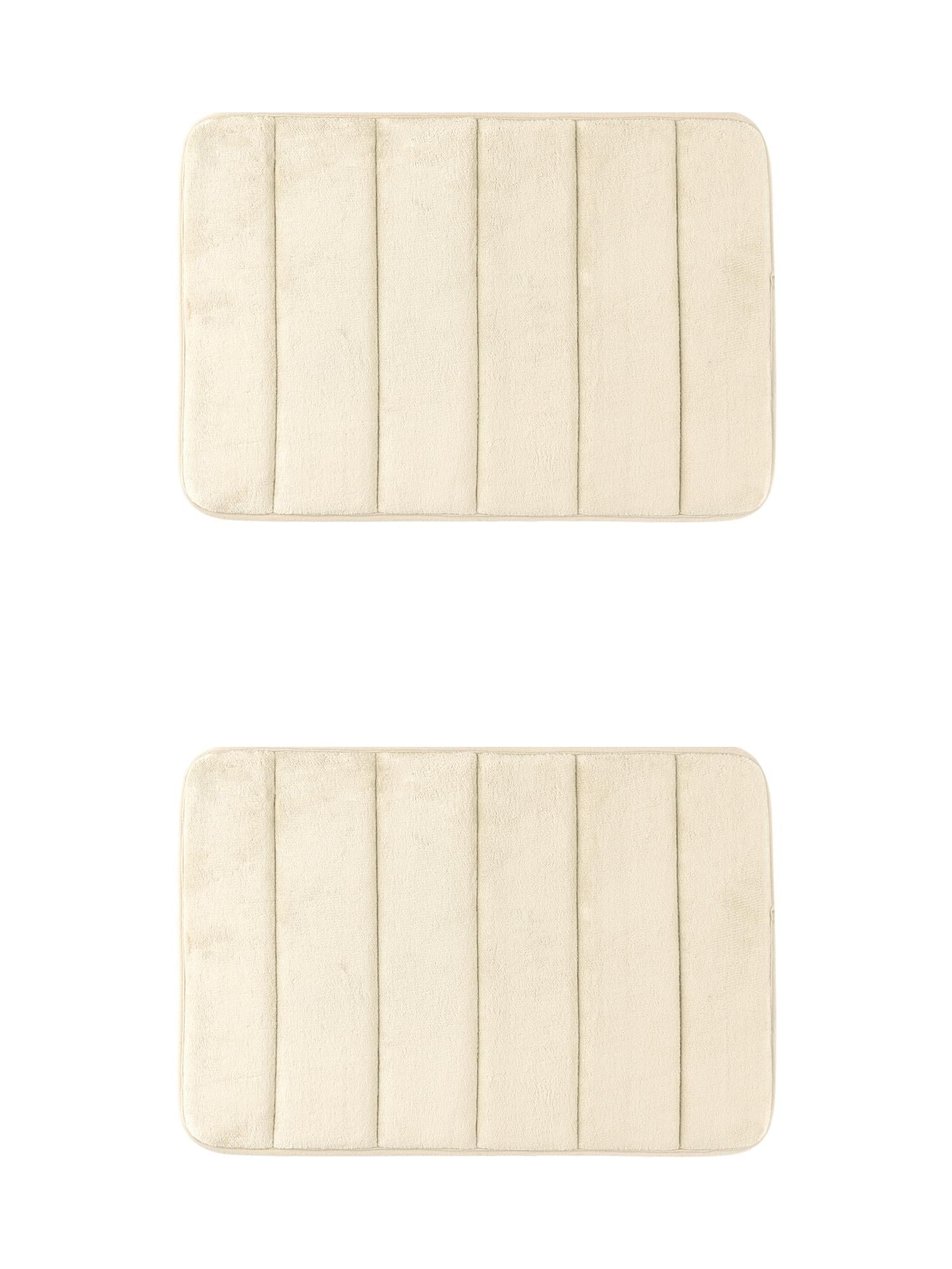 Unique Bargains 2 Pcs Soft Thick Absorbent Quick Dry Bathroom Bath Rugs Non Slip Khaki 16" x 24"