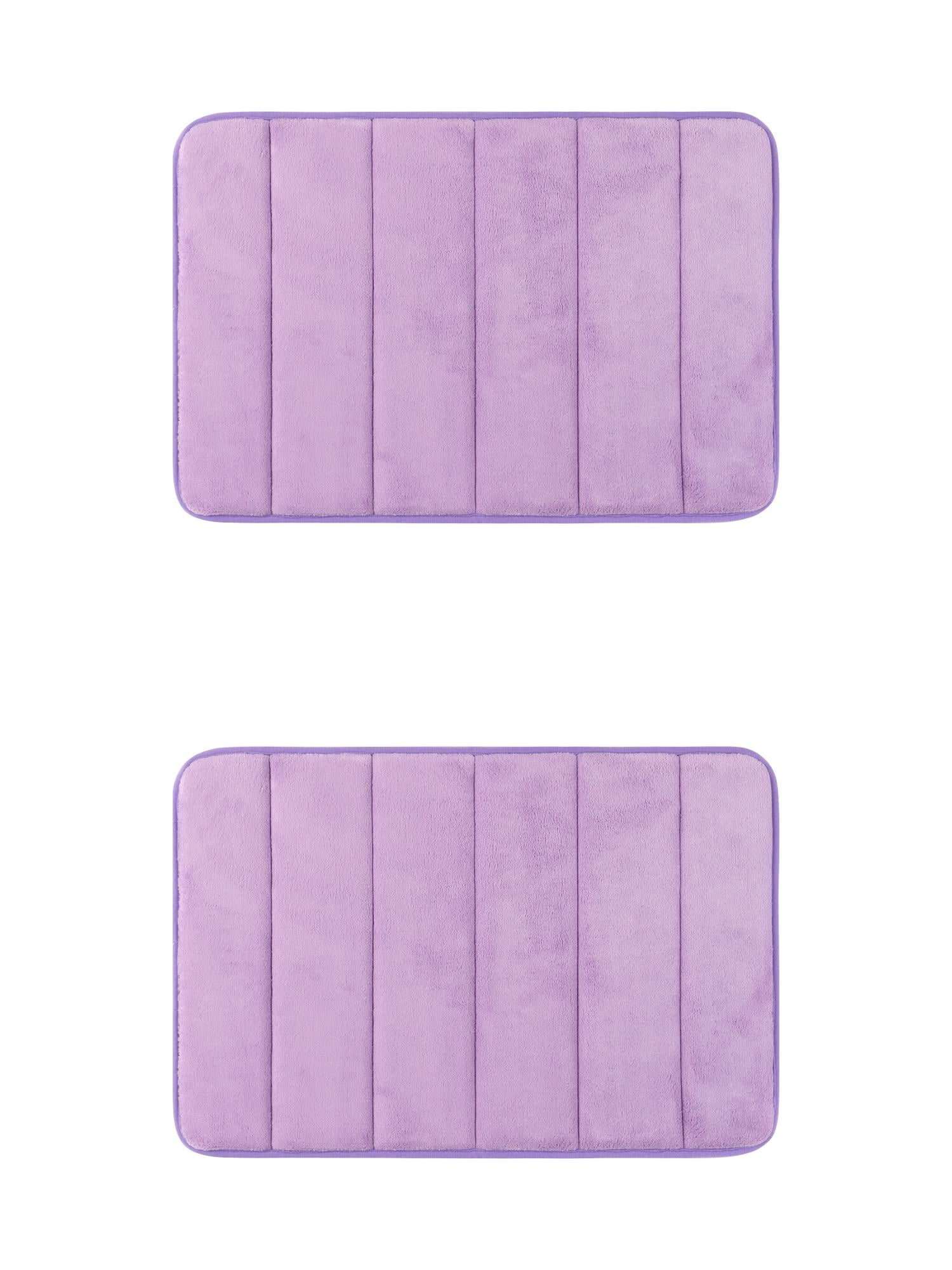 Unique Bargains 2 Pcs Soft Thick Absorbent Quick Dry Bathroom Bath Rugs Non Slip Purple 20" x 32"