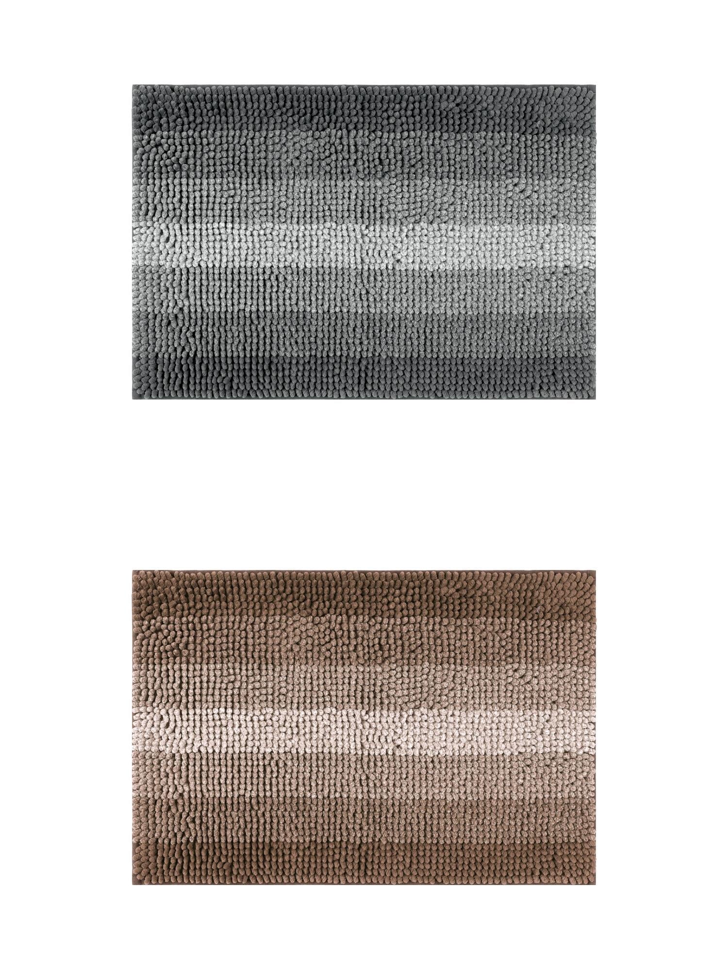 Unique Bargains 2 Pcs Striped Mats Non-Slip Bath Carpet Coffee/Black 20" x 32"