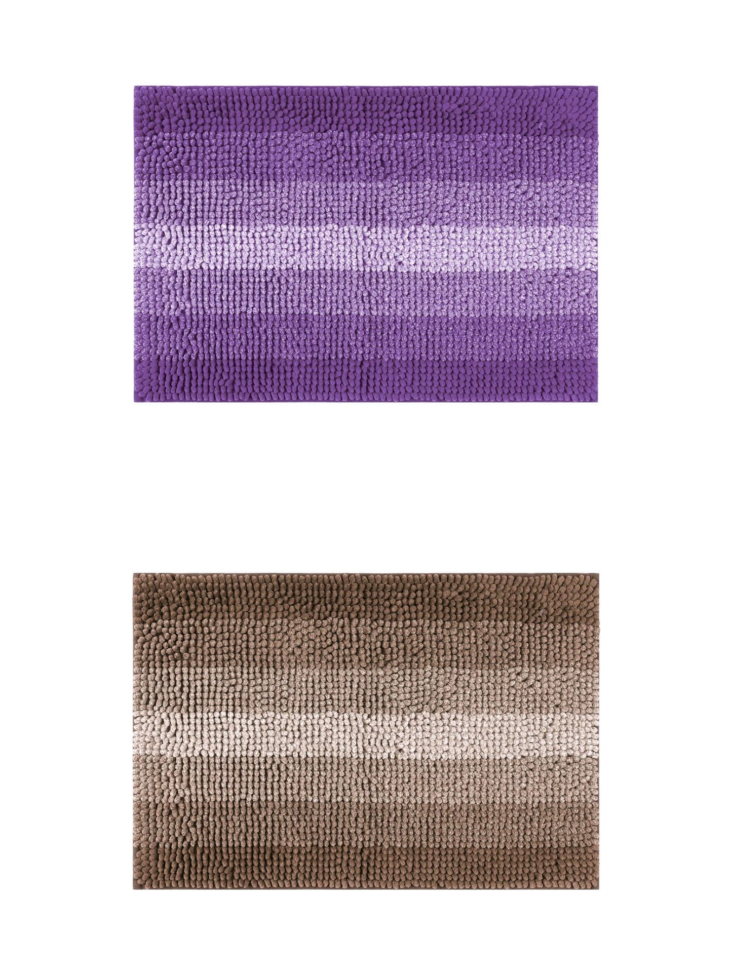 Unique Bargains 2 Pcs Striped Mats Non-Slip Bath Carpet Coffee/Purple 16" x 24"