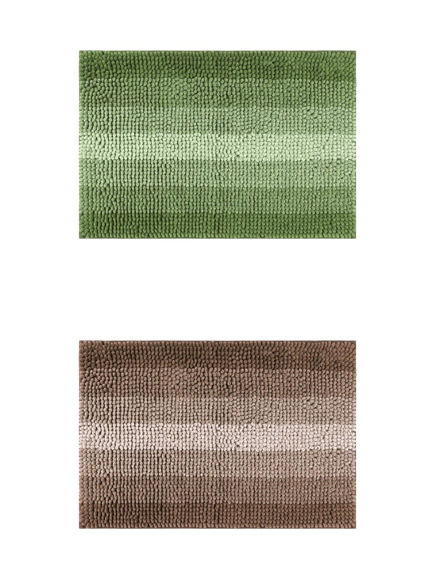 Unique Bargains 2 Pcs Striped Mats Non-Slip Bath Carpet Green/Coffee 20" x 32"