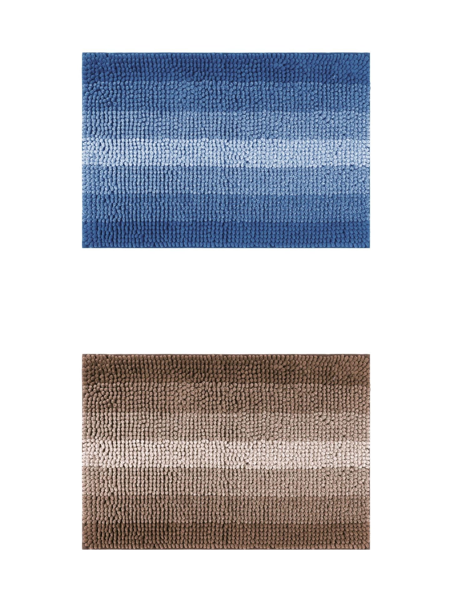 Unique Bargains 2 Pcs Striped Mats Non-Slip Bath Carpet Navy Blue/Coffee 20" x 32"