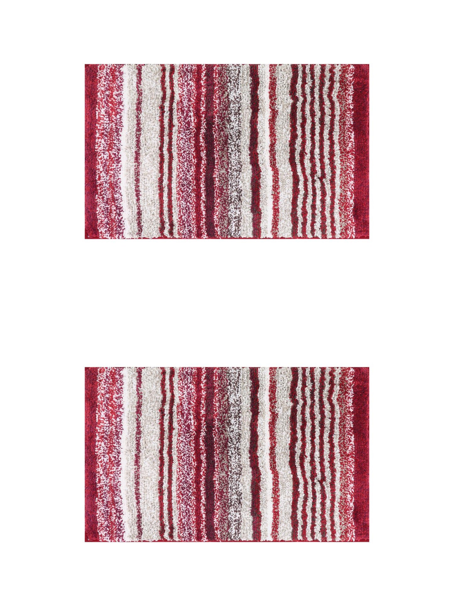 Unique Bargains 2 Pcs Striped Room Mat Quick Dry Rugs Red 20" x 32"